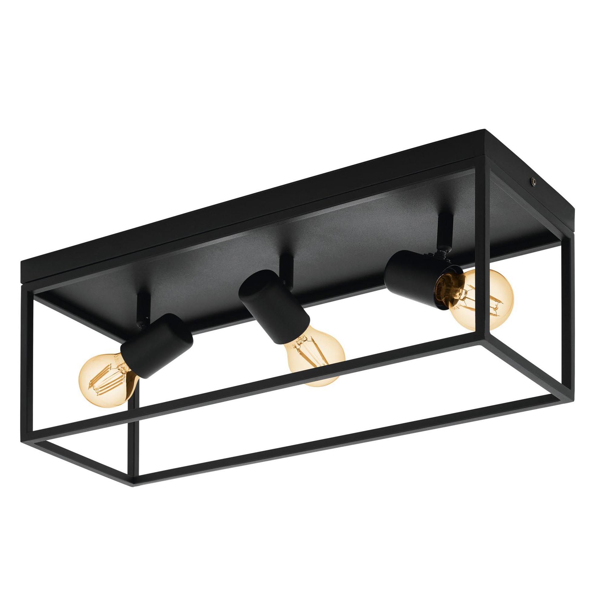 Plafonnier métal noir SILENTINA E27 3X40W