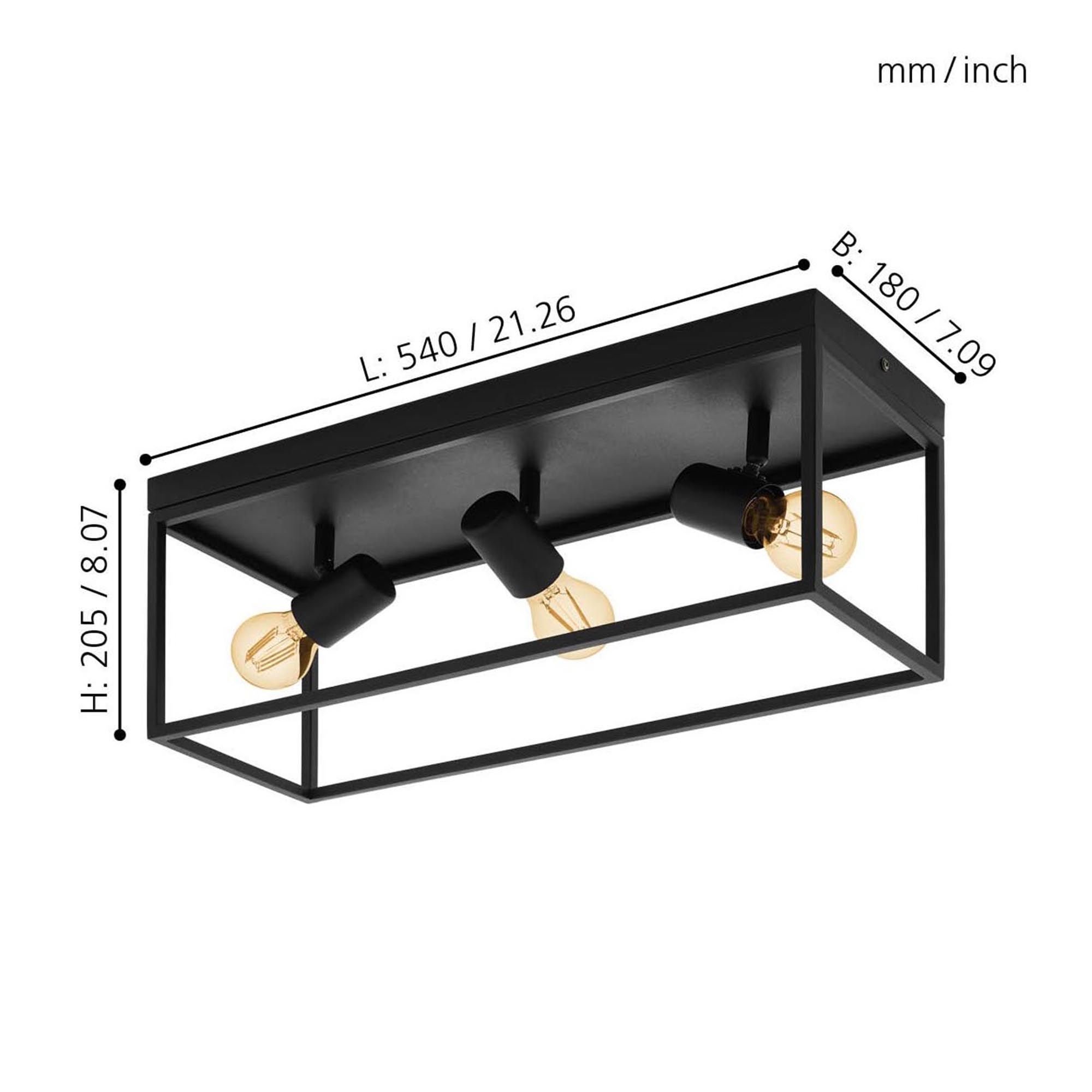 Plafonnier métal noir SILENTINA E27 3X40W