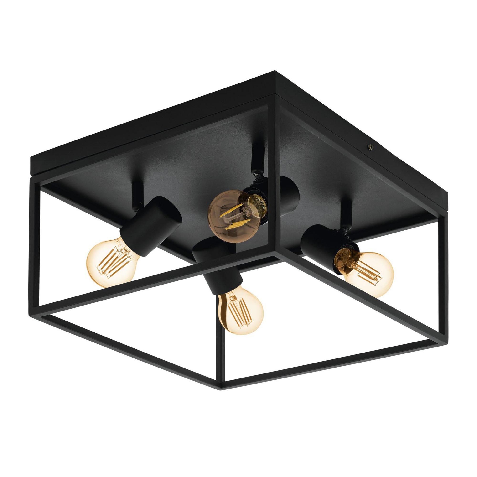 Plafonnier métal noir SILENTINA E27 4X40W