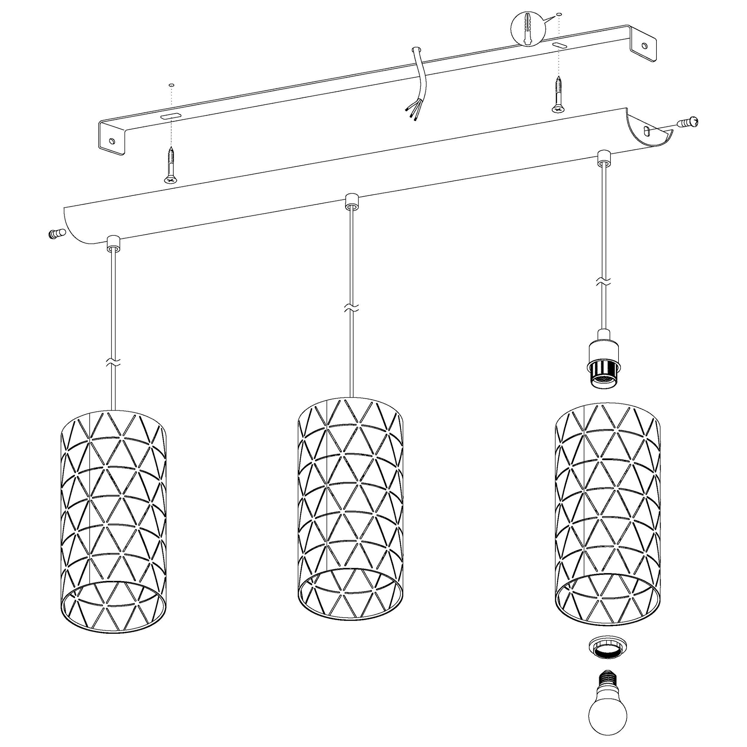 Suspension métal noir RAMON E27 3X40W