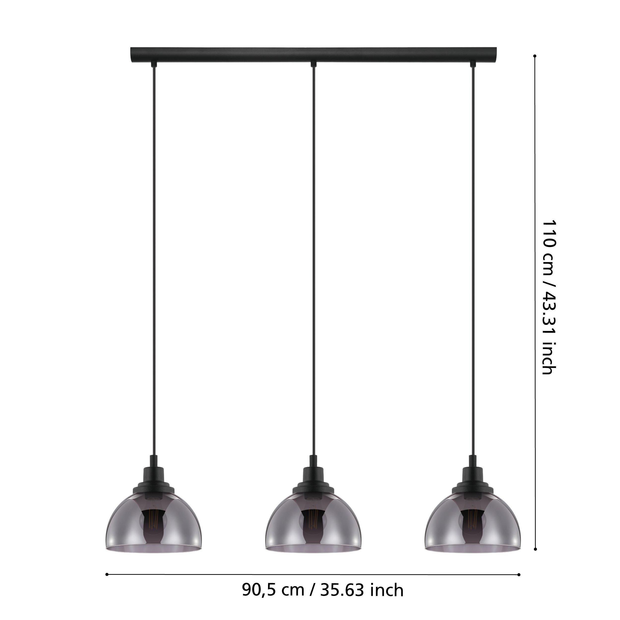 Suspension verre noir BELESER E27 3X60W