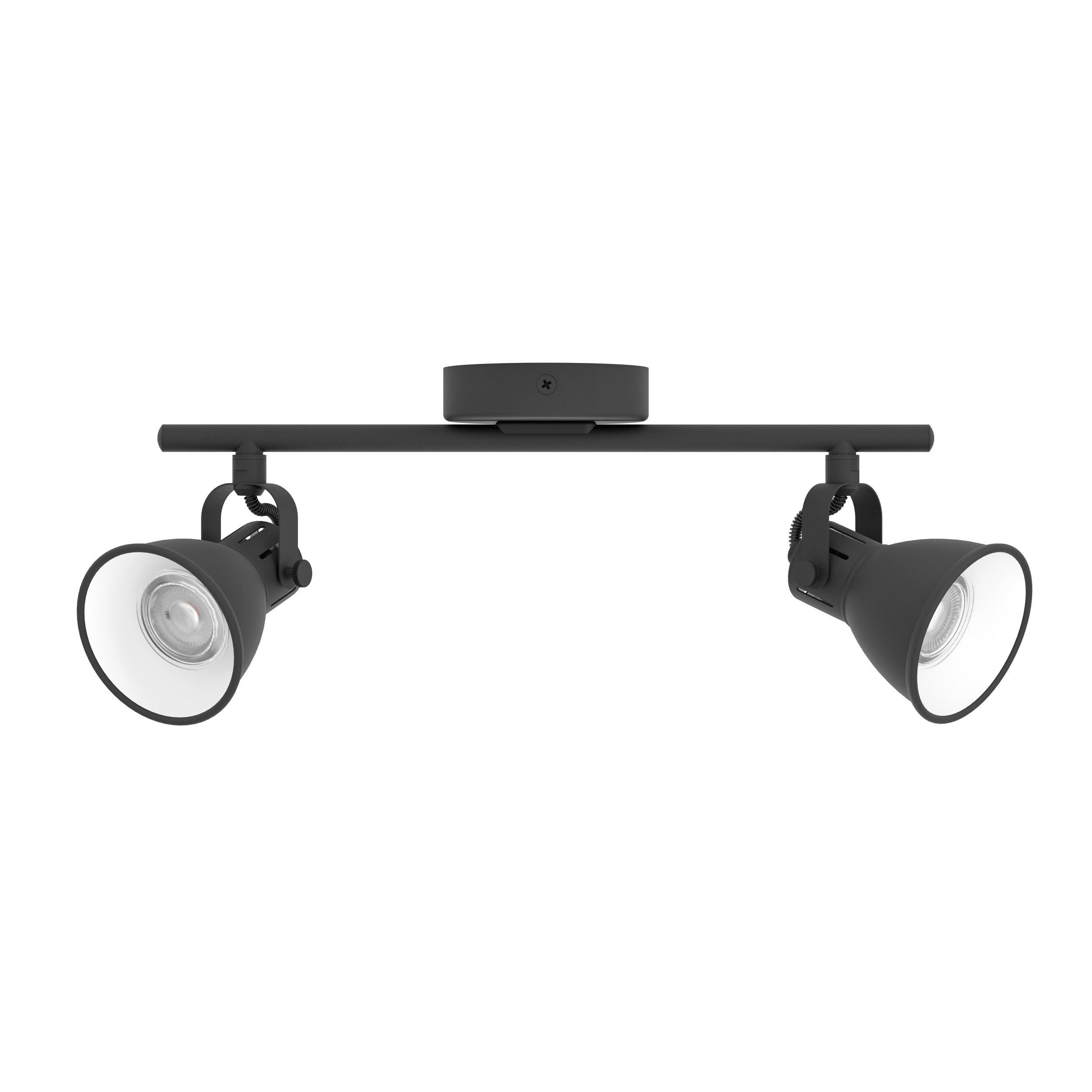 Spot de plafond réglette/plaf métal noir SERAS 2 GU10 2X3W