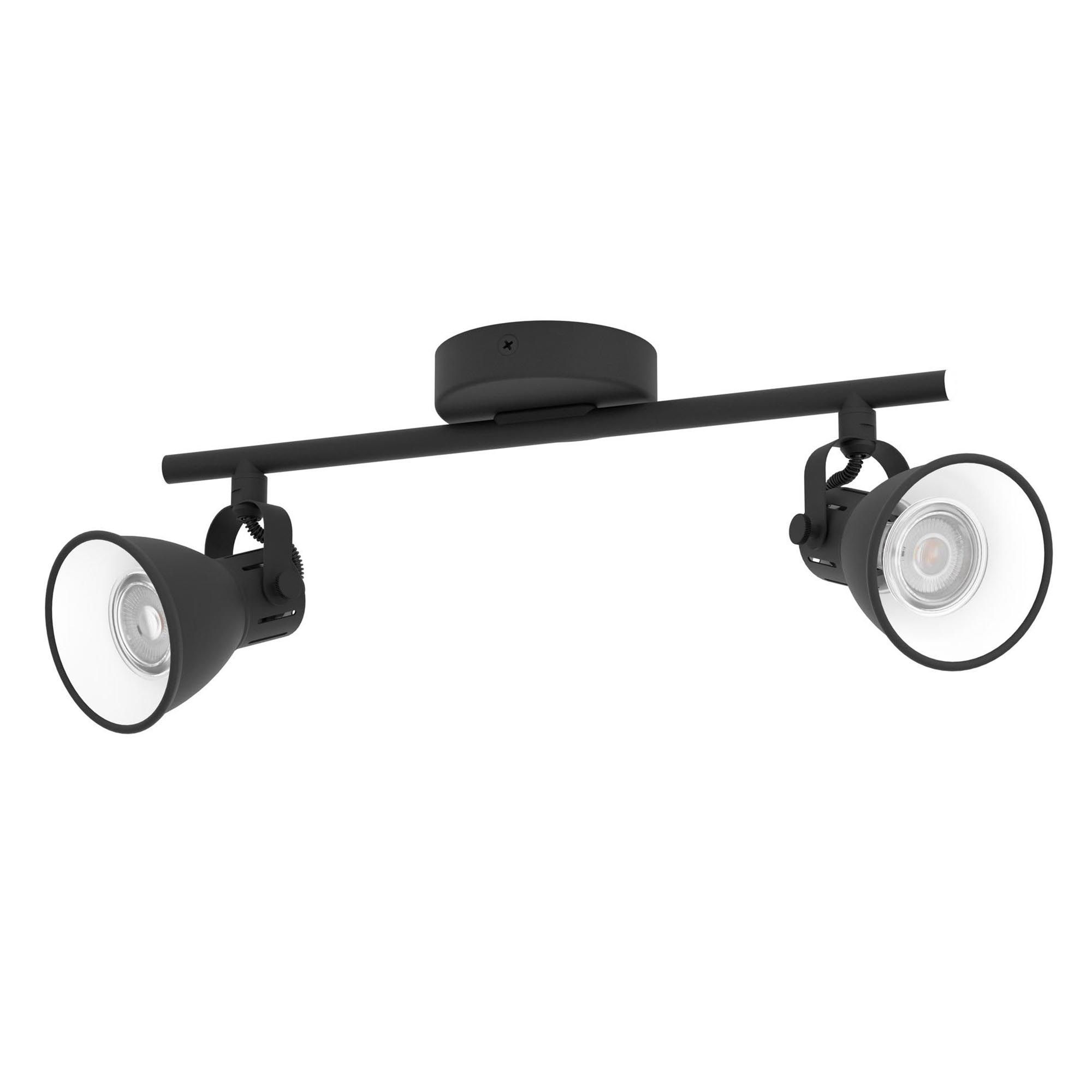 Spot de plafond réglette/plaf métal noir SERAS 2 GU10 2X3W