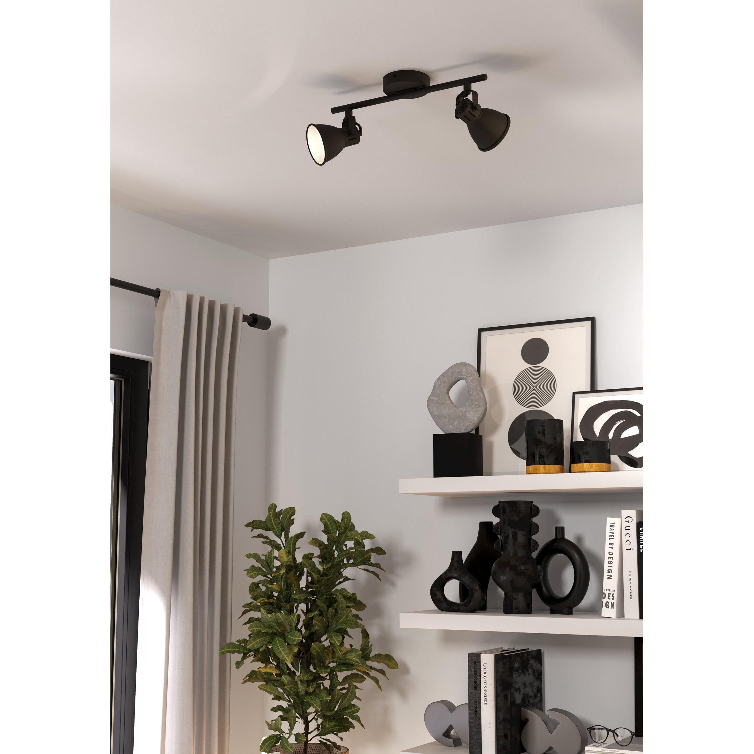 Spot de plafond réglette/plaf métal noir SERAS 2 GU10 2X3W