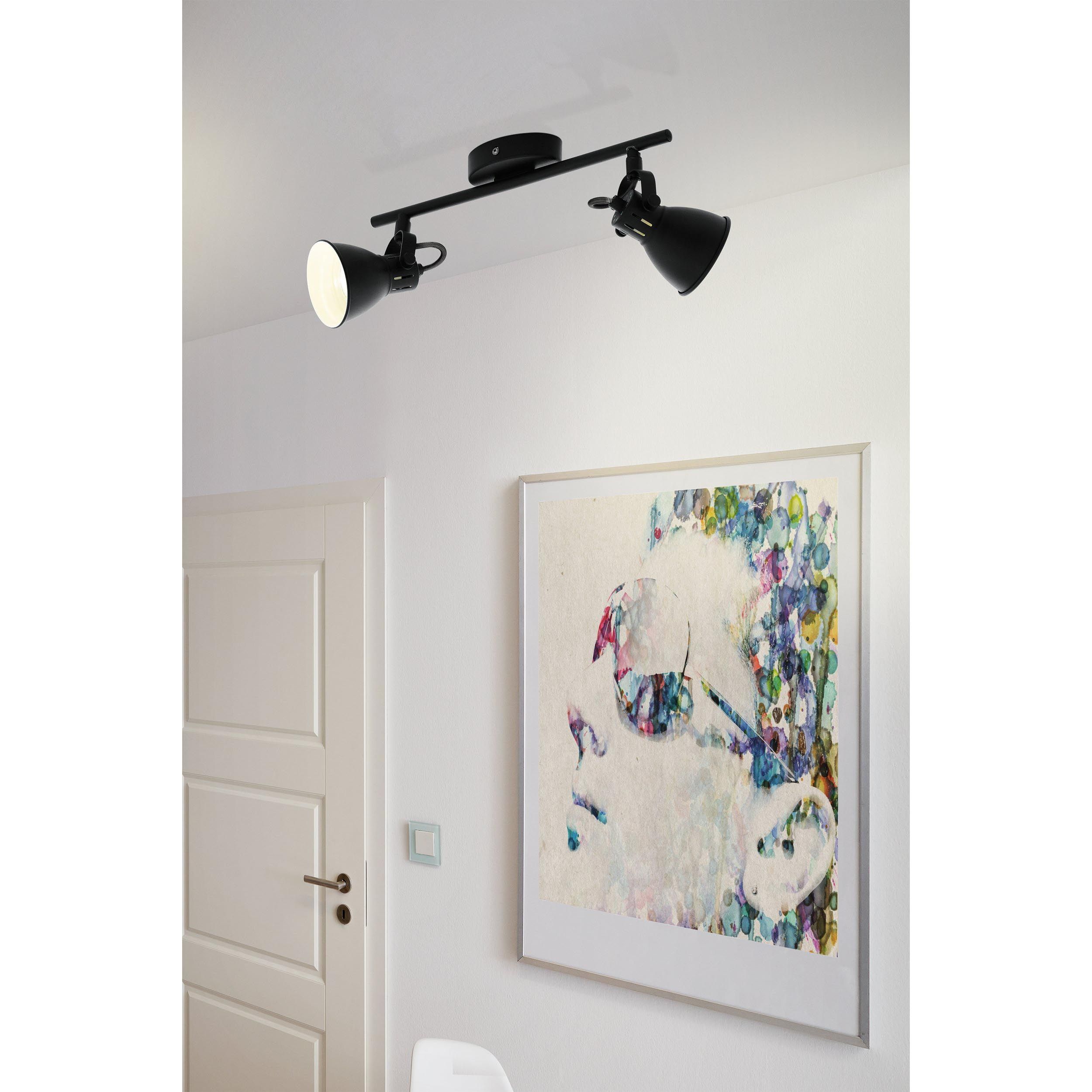 Spot de plafond réglette/plaf métal noir SERAS 2 GU10 2X3W