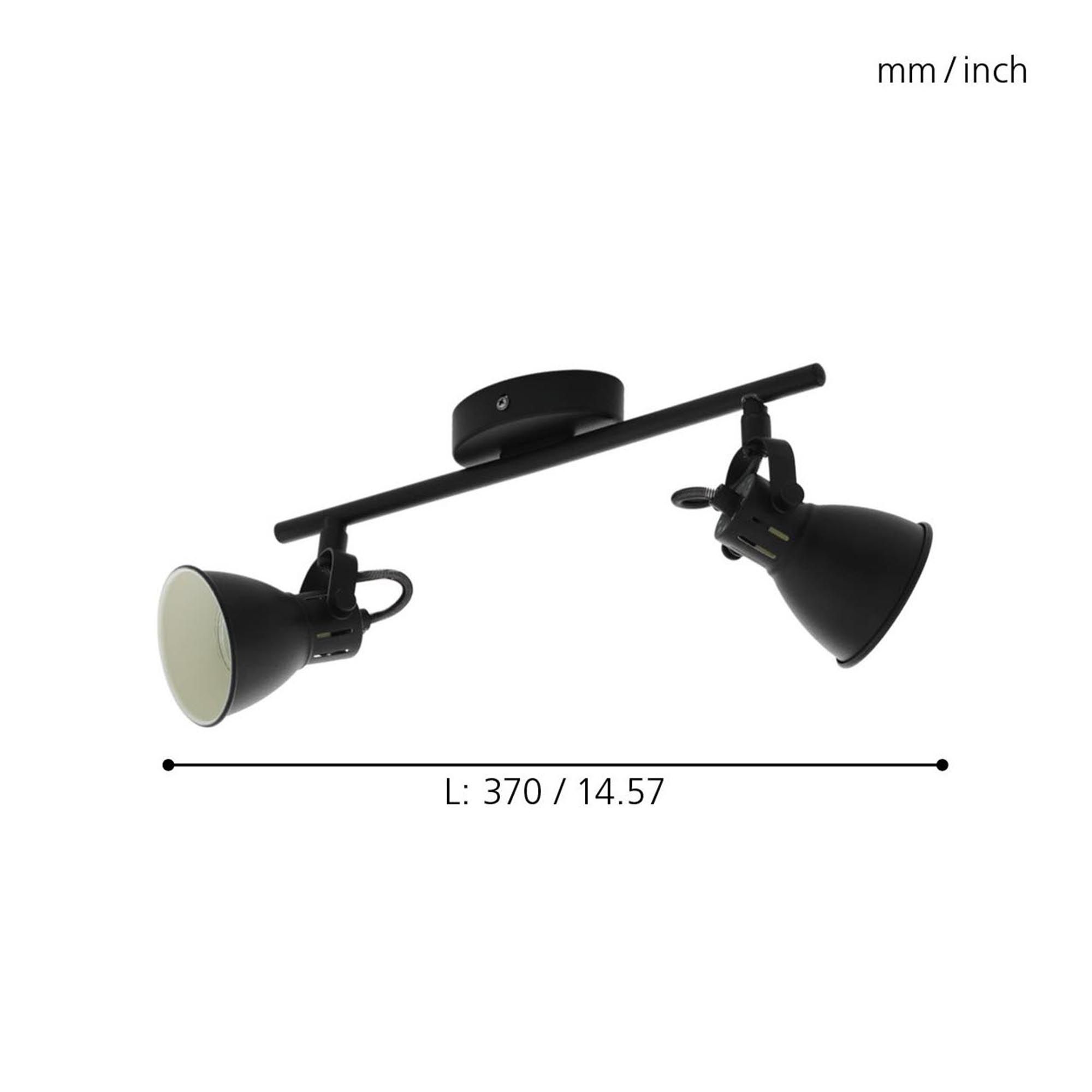 Spot de plafond réglette/plaf métal noir SERAS 2 GU10 2X3W