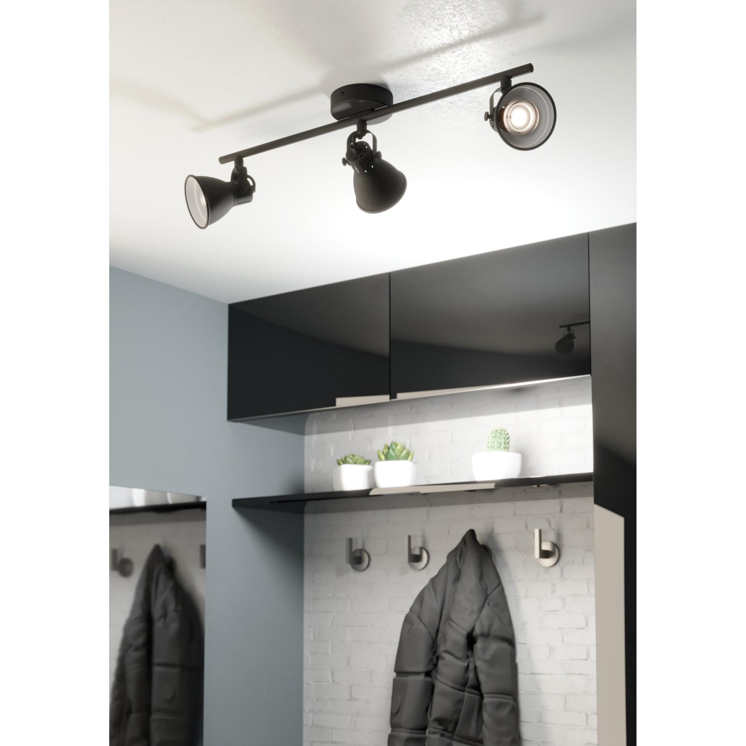 Spot de plafond réglette/plaf métal noir SERAS 2 GU10 3X3W