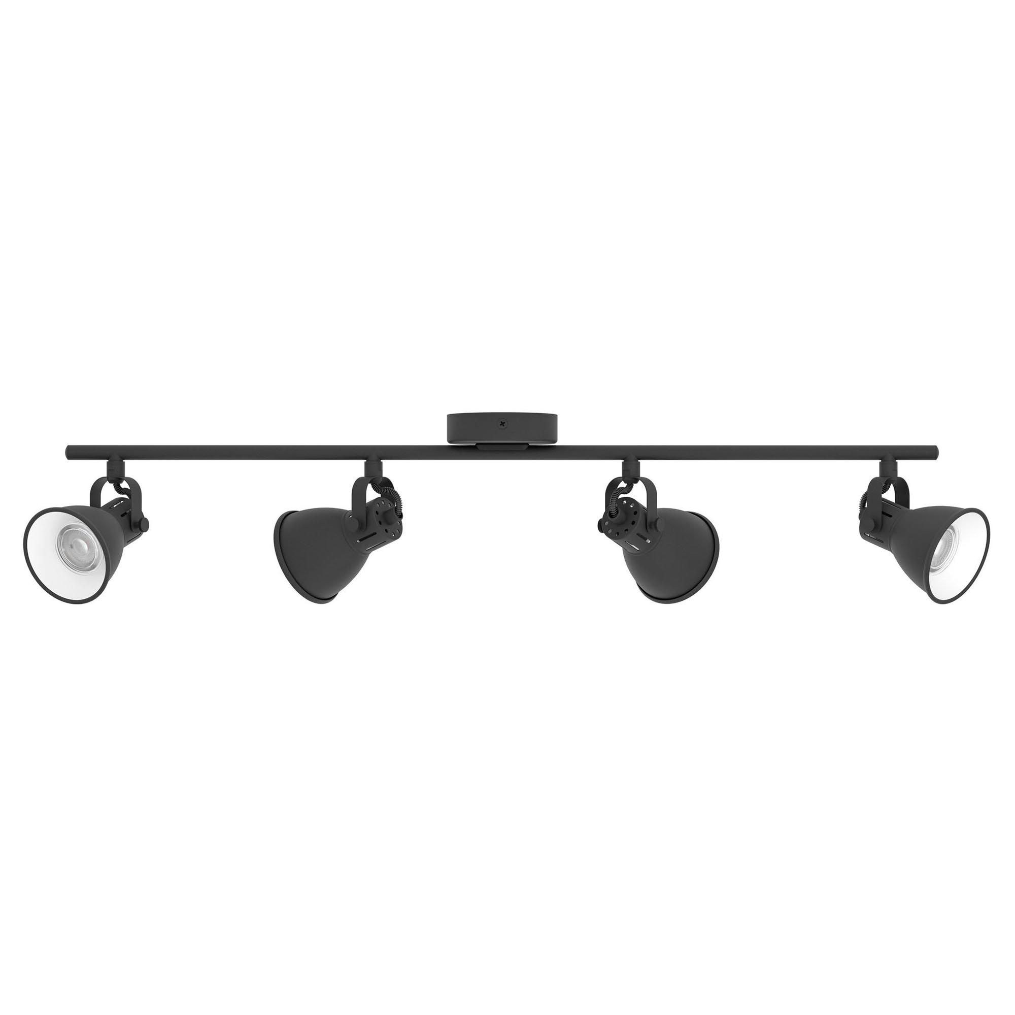 Spot de plafond réglette/plaf métal noir SERAS 2 GU10 4X3W