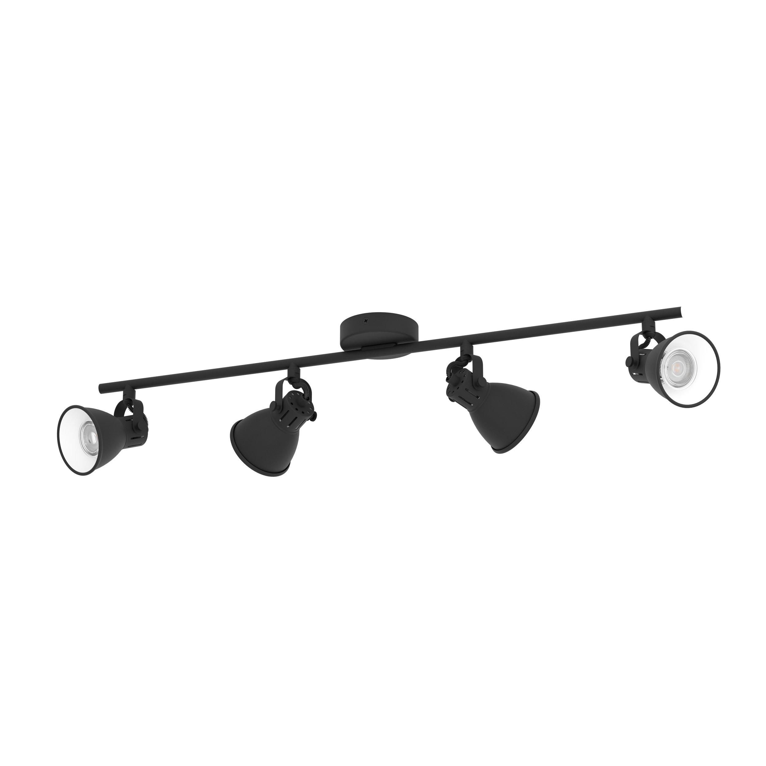 Spot de plafond réglette/plaf métal noir SERAS 2 GU10 4X3W