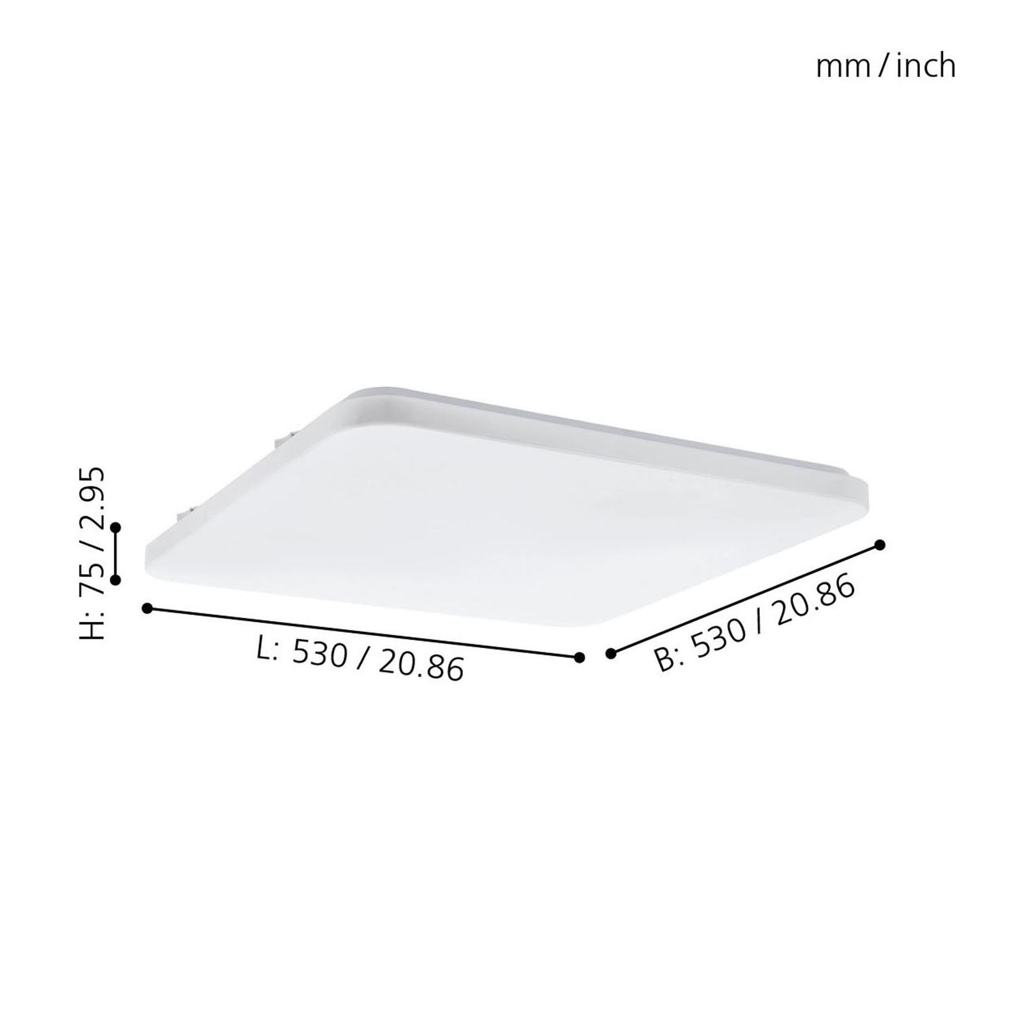 Plafonnier plastique blanc FRANIA 53X53CM LED INT 1X50W