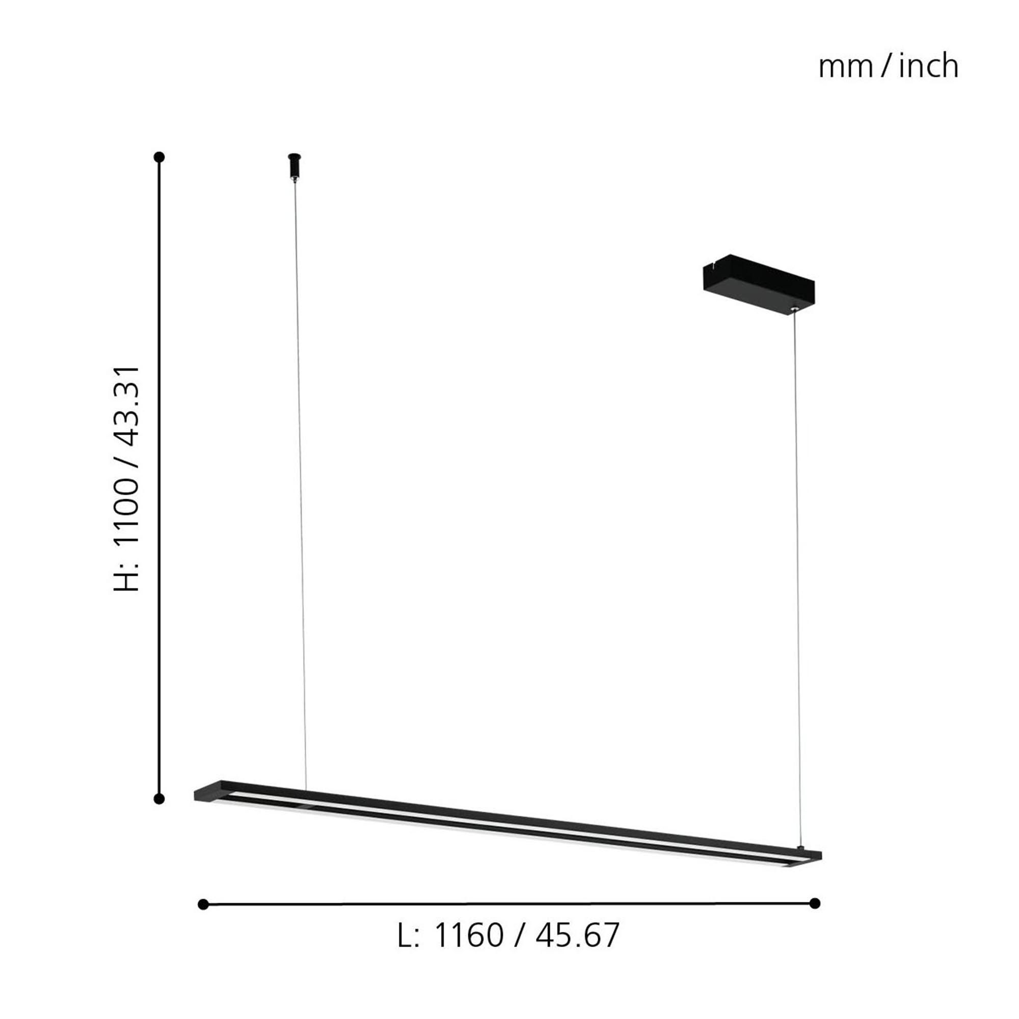 Suspension métal noir AMONTILLADO LED INT 2X13,5W