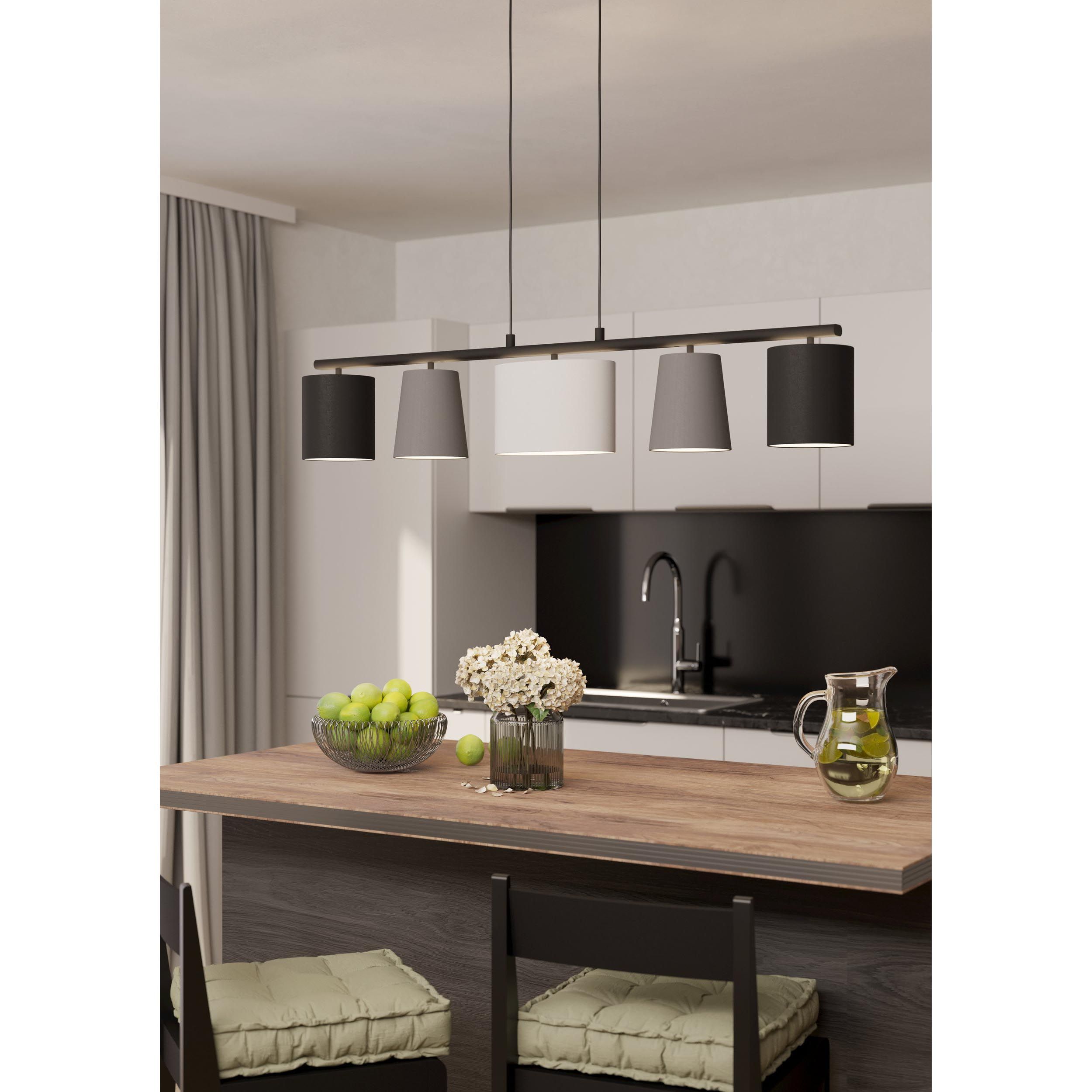 Suspension tissu noir ALMEIDA 1 E14 5X25W