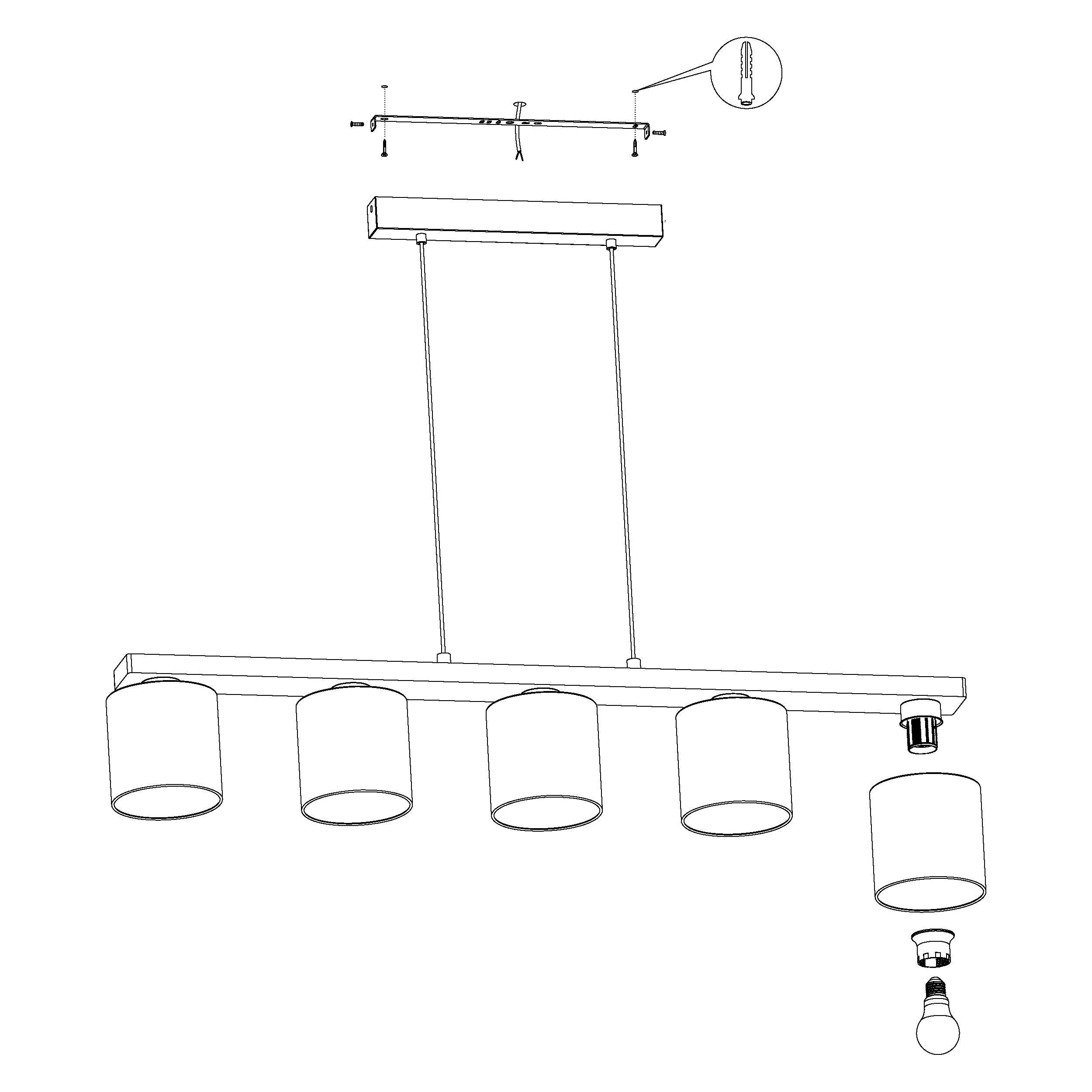 Suspension verre ambre  CASTRALVO E27 5X28W