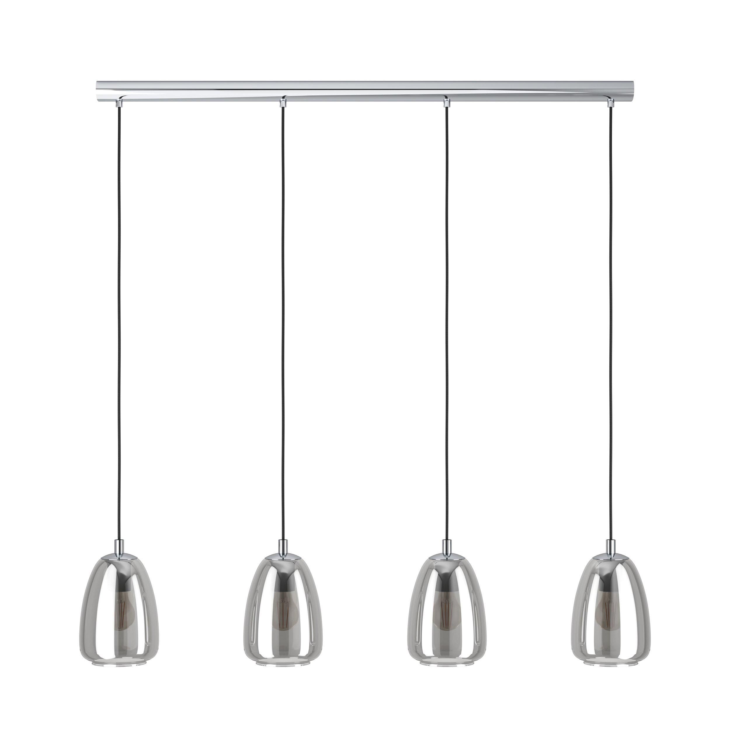 Suspension 4 lumières ALOBRASE Verre fumé L108cm