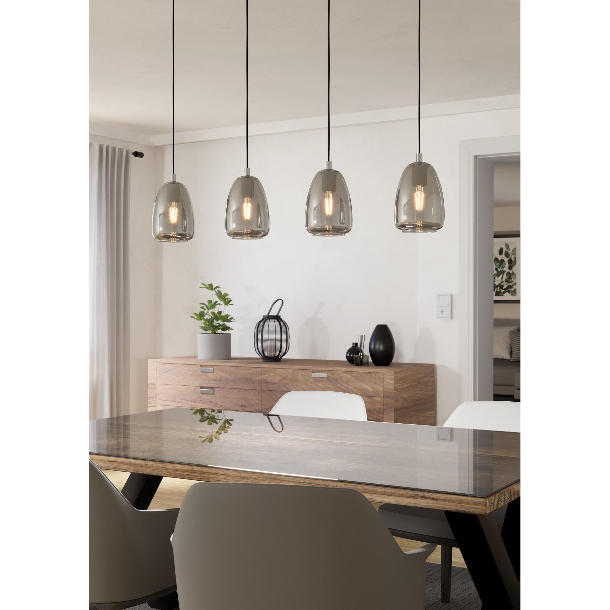 Suspension 4 lumières ALOBRASE Verre fumé L108cm