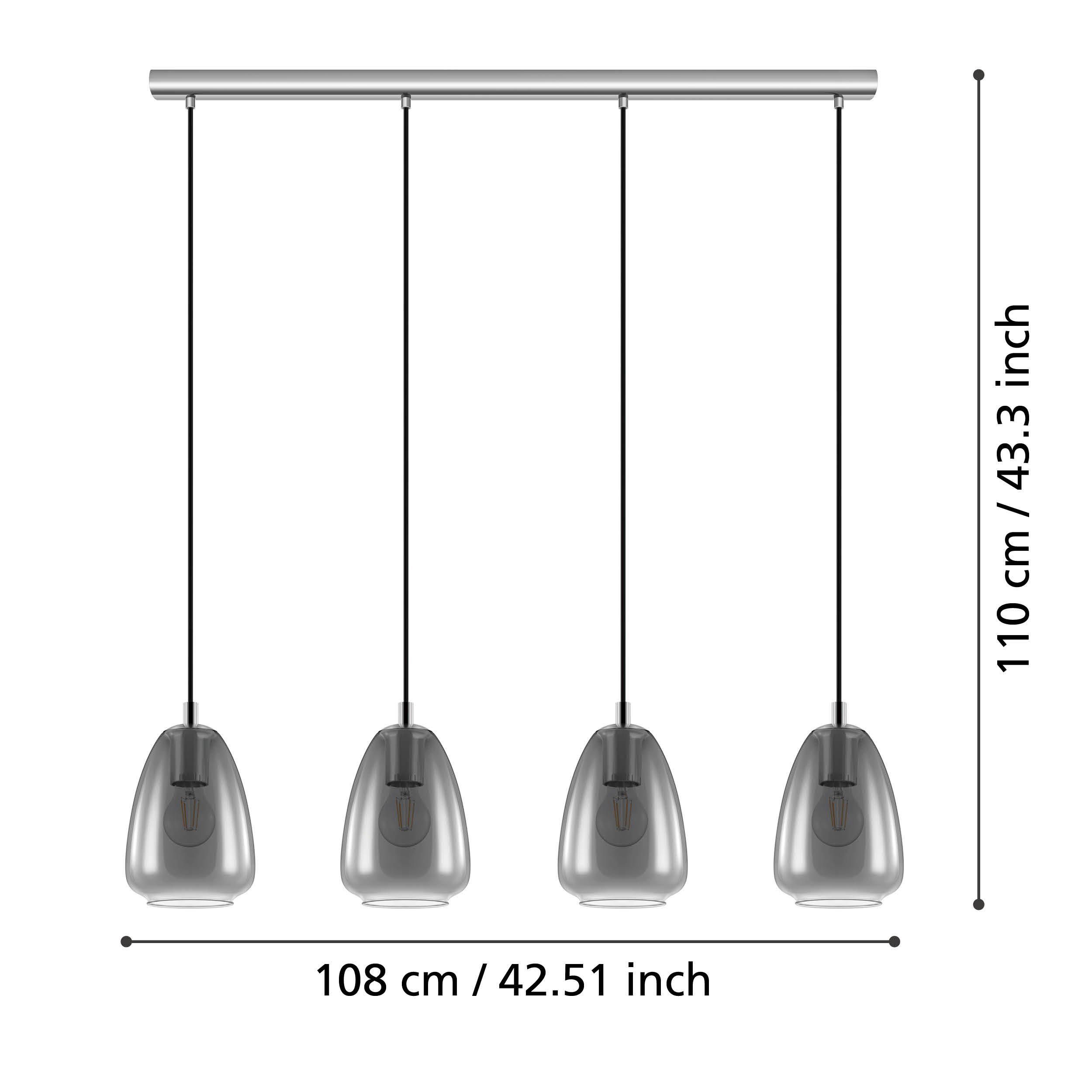 Suspension 4 lumières ALOBRASE Verre fumé L108cm