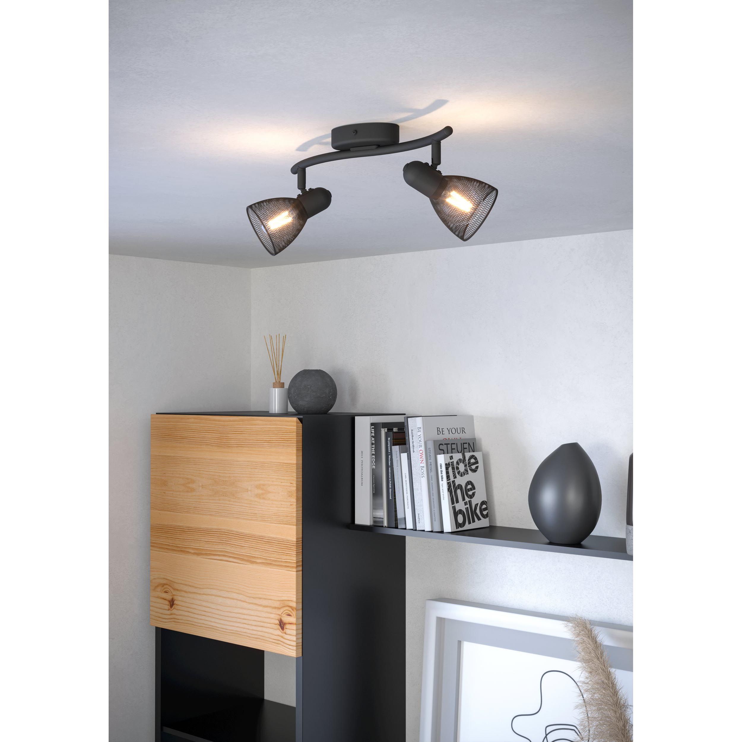 Spot de plafond réglette/plaf métal noir CAROVIGNO E14 2X40W