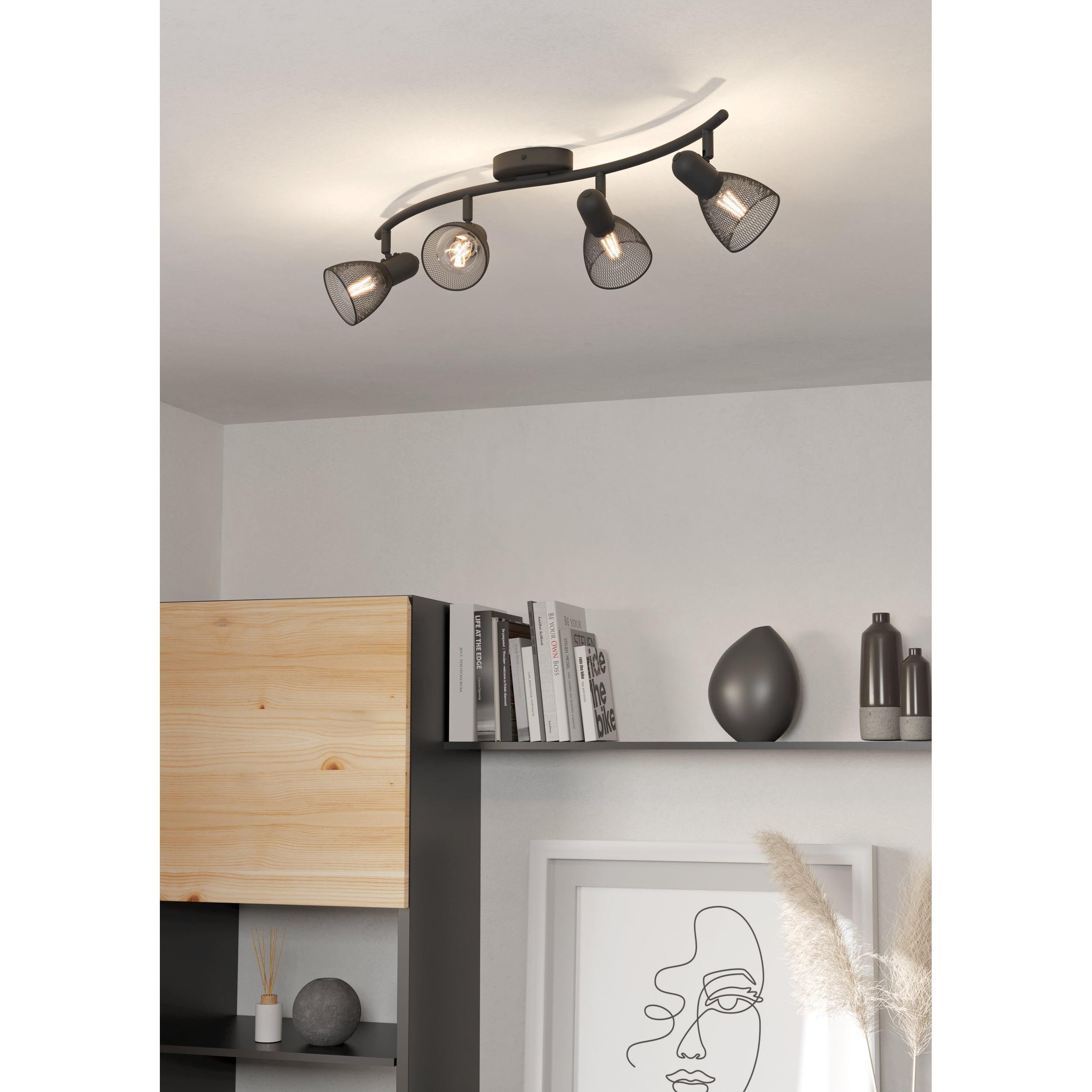 Spot de plafond réglette/plaf métal noir CAROVIGNO E14 4X40W