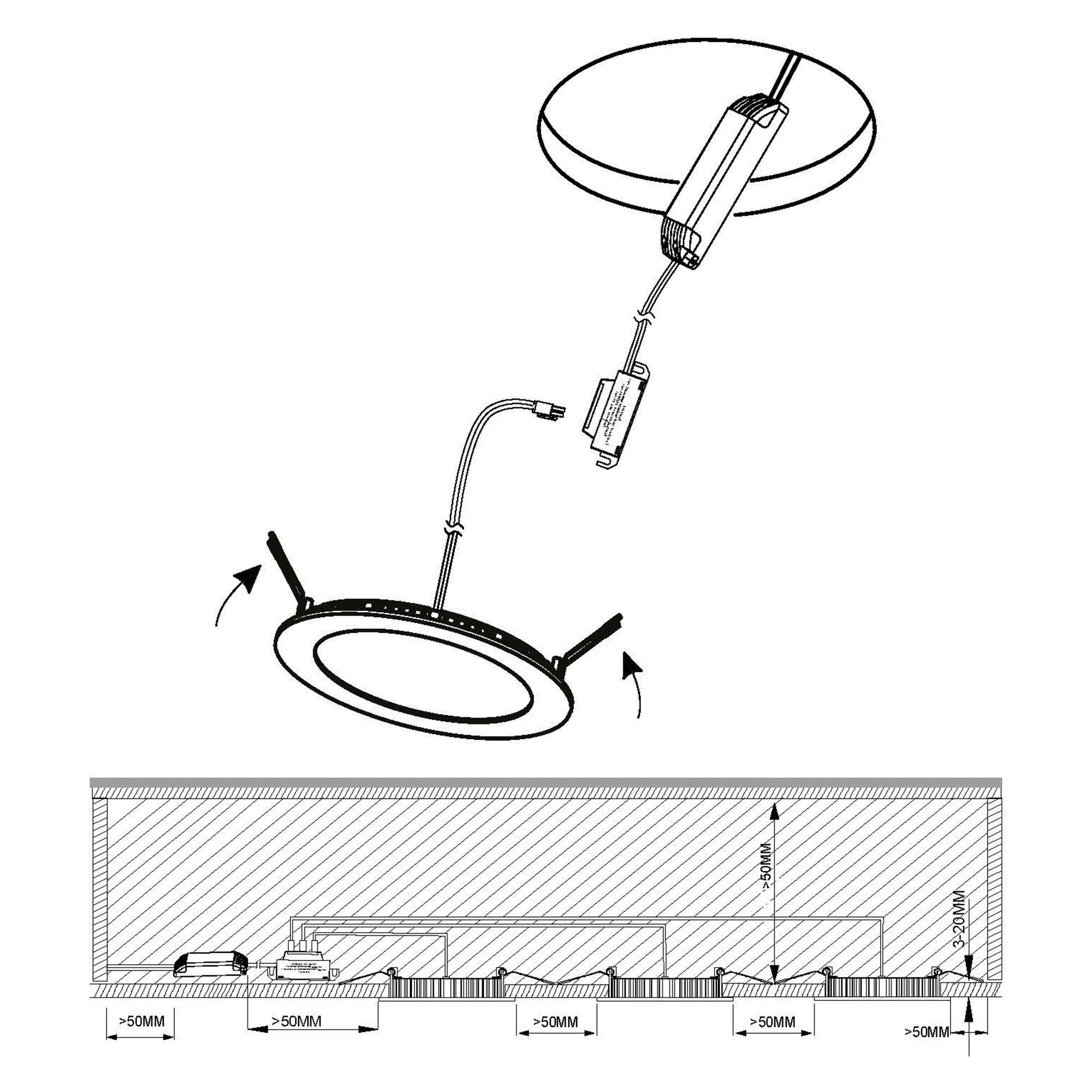 Spot à encastrer plastique blanc FUEVA 1 LED INT 3X2,8W