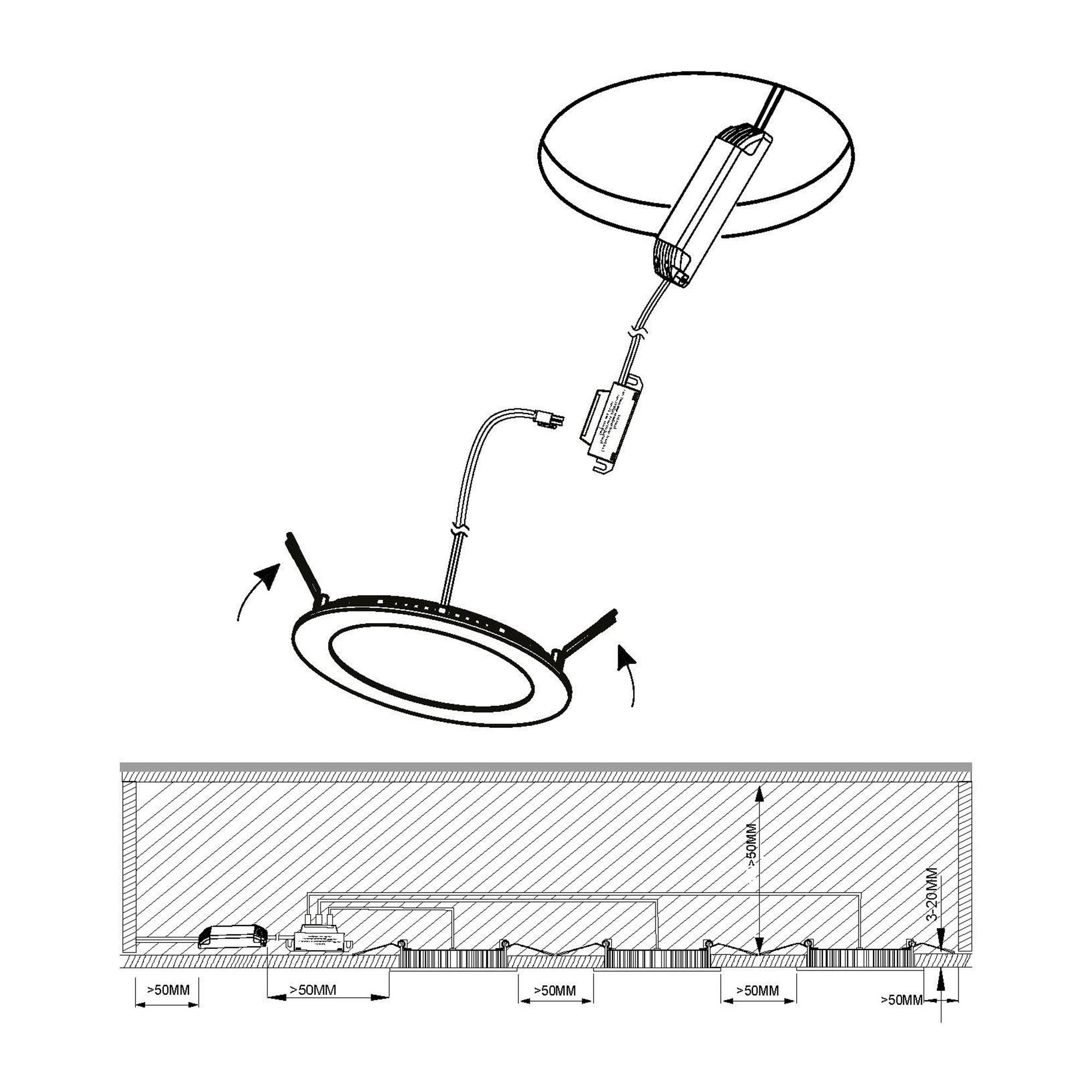 Spot à encastrer plastique nickel FUEVA 1 LED INT 3X2,8W