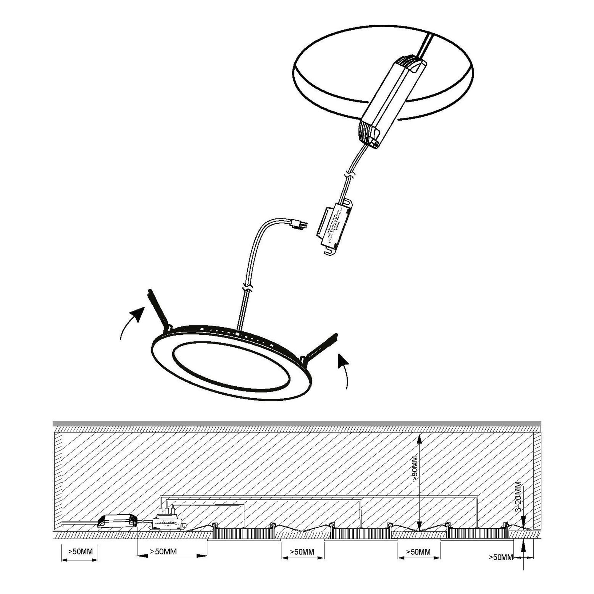 Spot à encastrer plastique argenté FUEVA 1 LED INT 3X2,8W