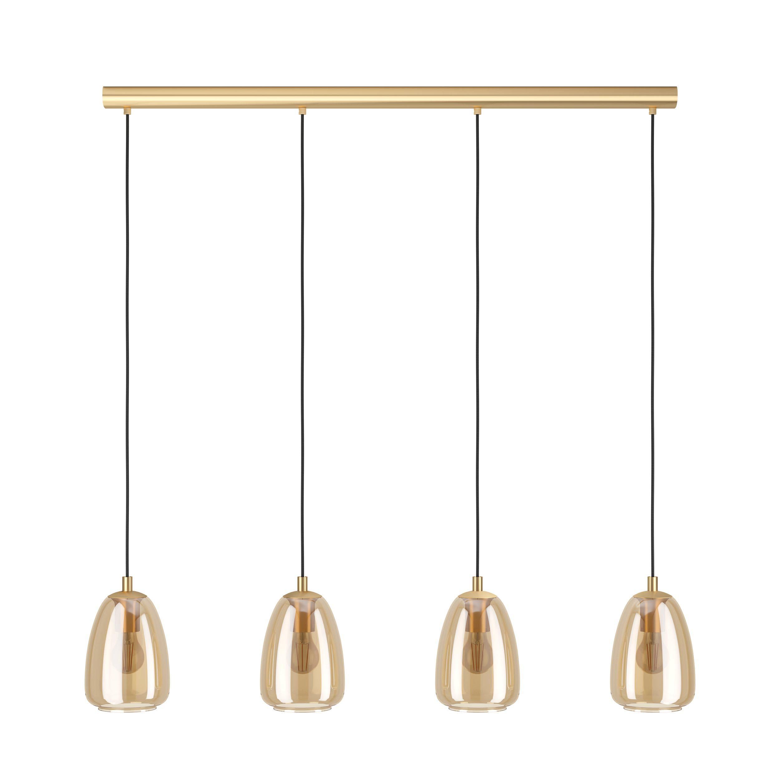 Suspension 4 lumières ALOBRASE Verre ambré L108cm