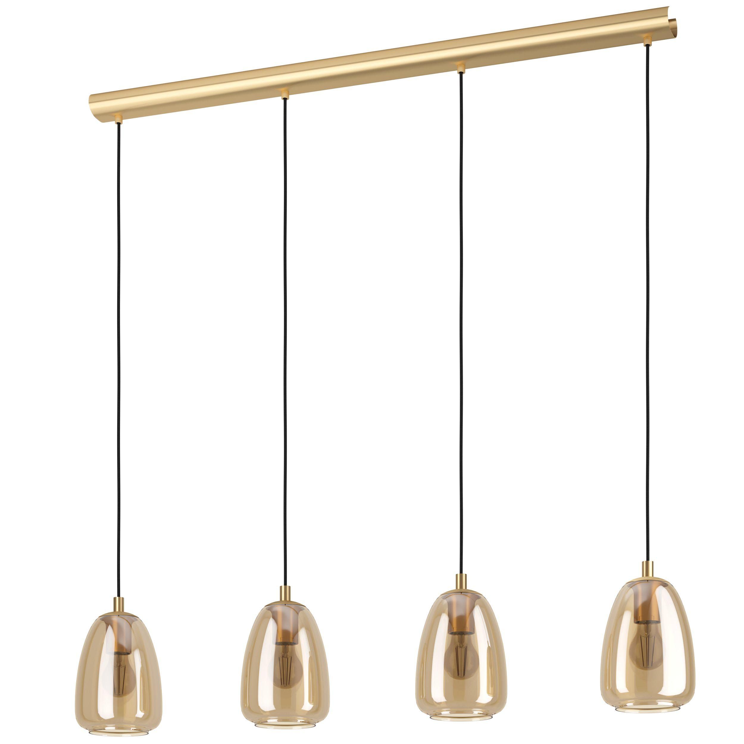 Suspension 4 lumières ALOBRASE Verre ambré L108cm