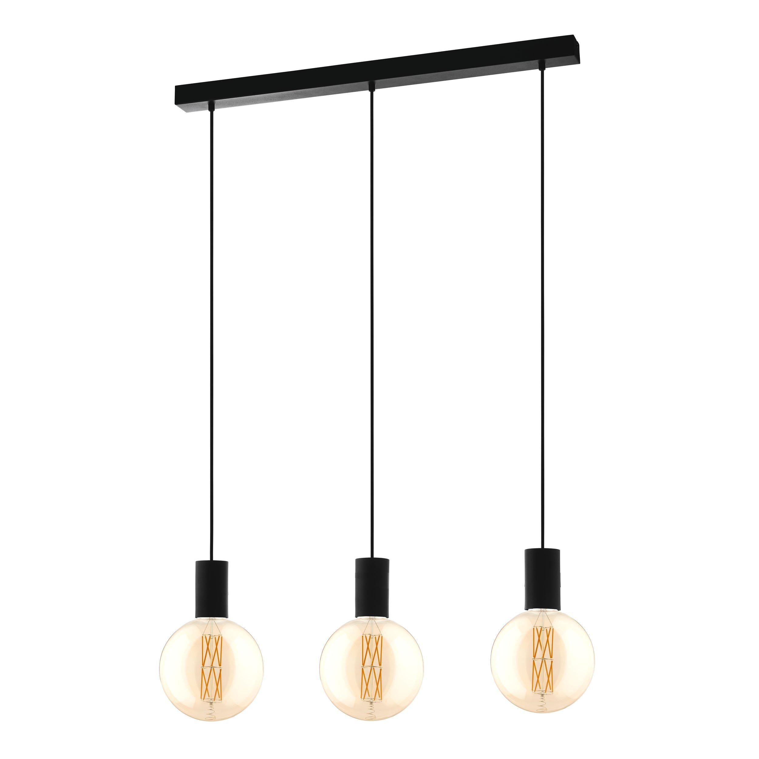 Suspension métal noir POZUETA barre 3 E27 3X40W