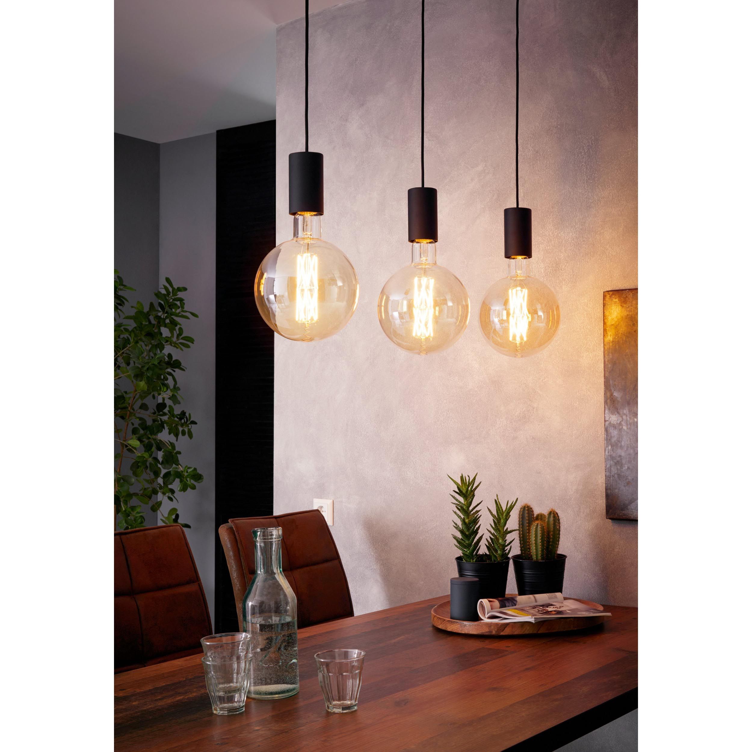 Suspension métal noir POZUETA barre 3 E27 3X40W