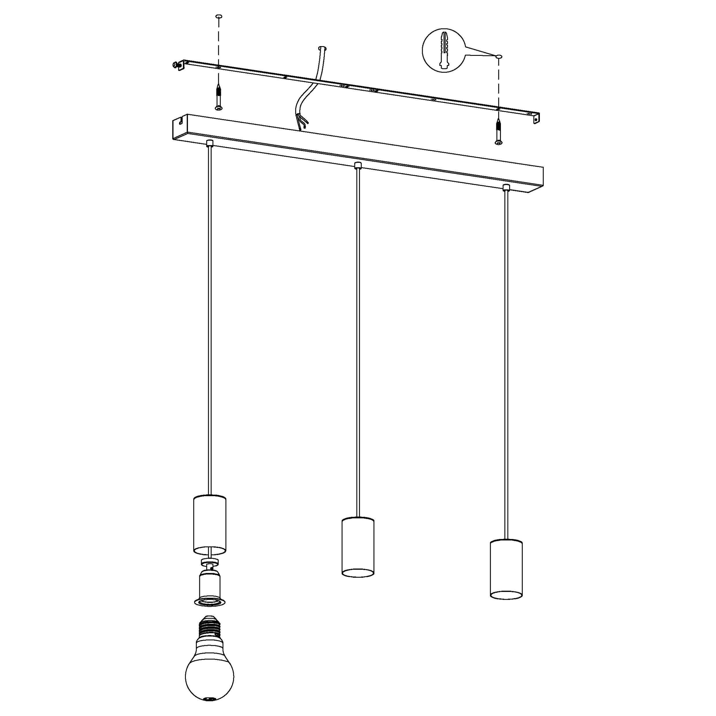 Suspension métal noir POZUETA barre 3 E27 3X40W