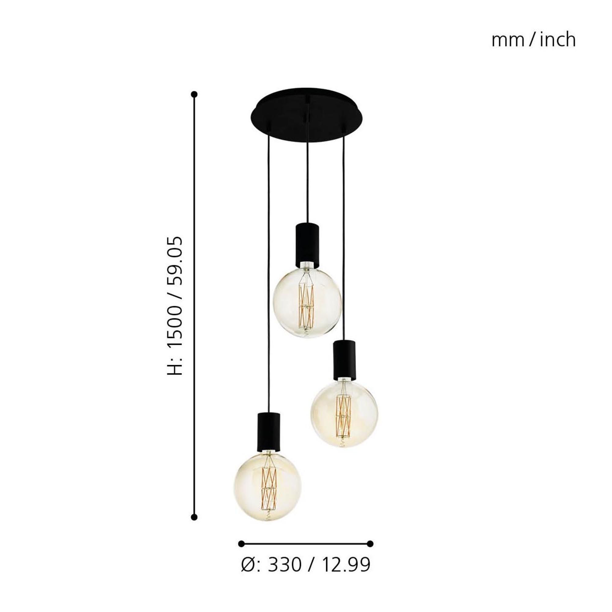 Suspension métal noir POZUETA cascade 3 E27 3X40W