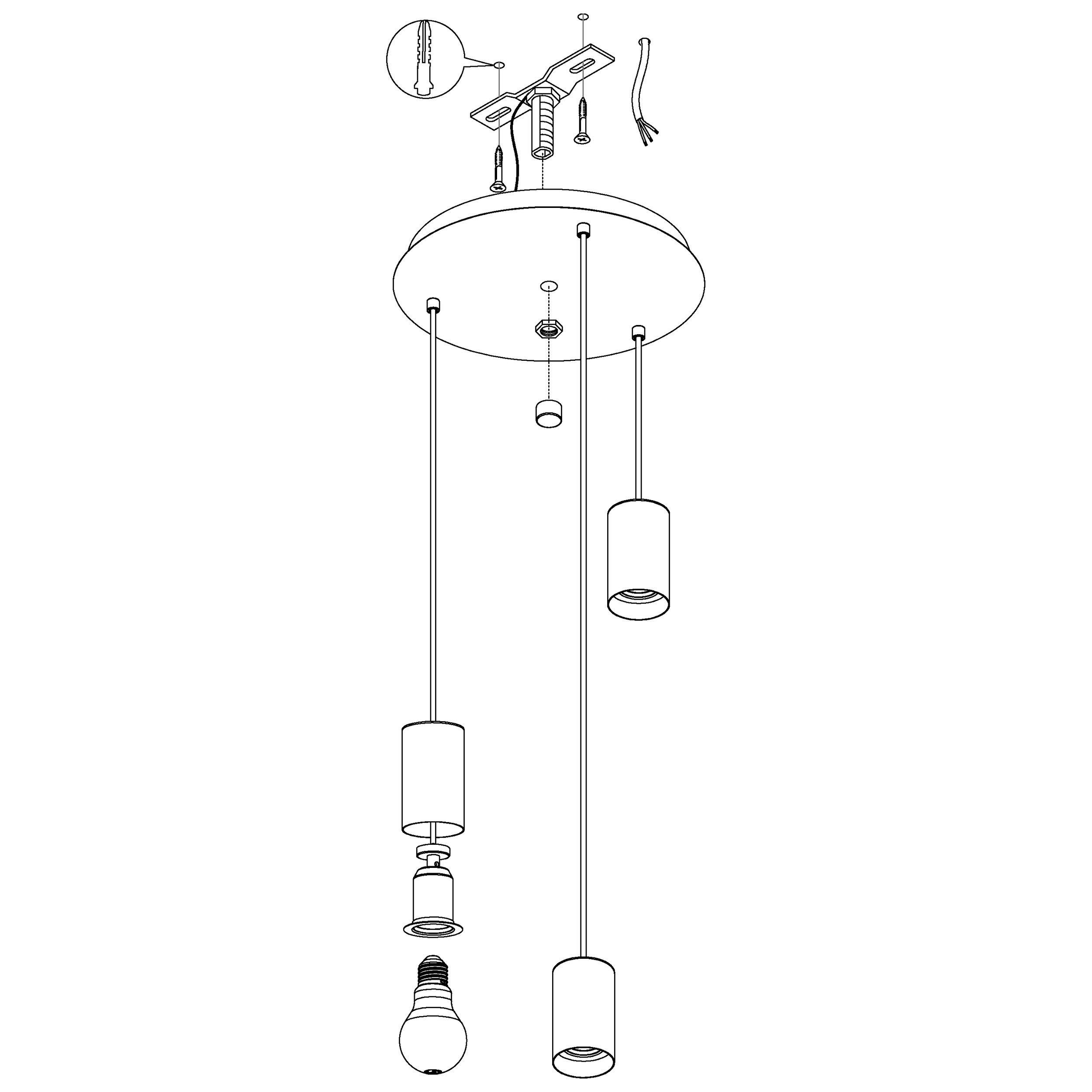 Suspension métal noir POZUETA cascade 3 E27 3X40W