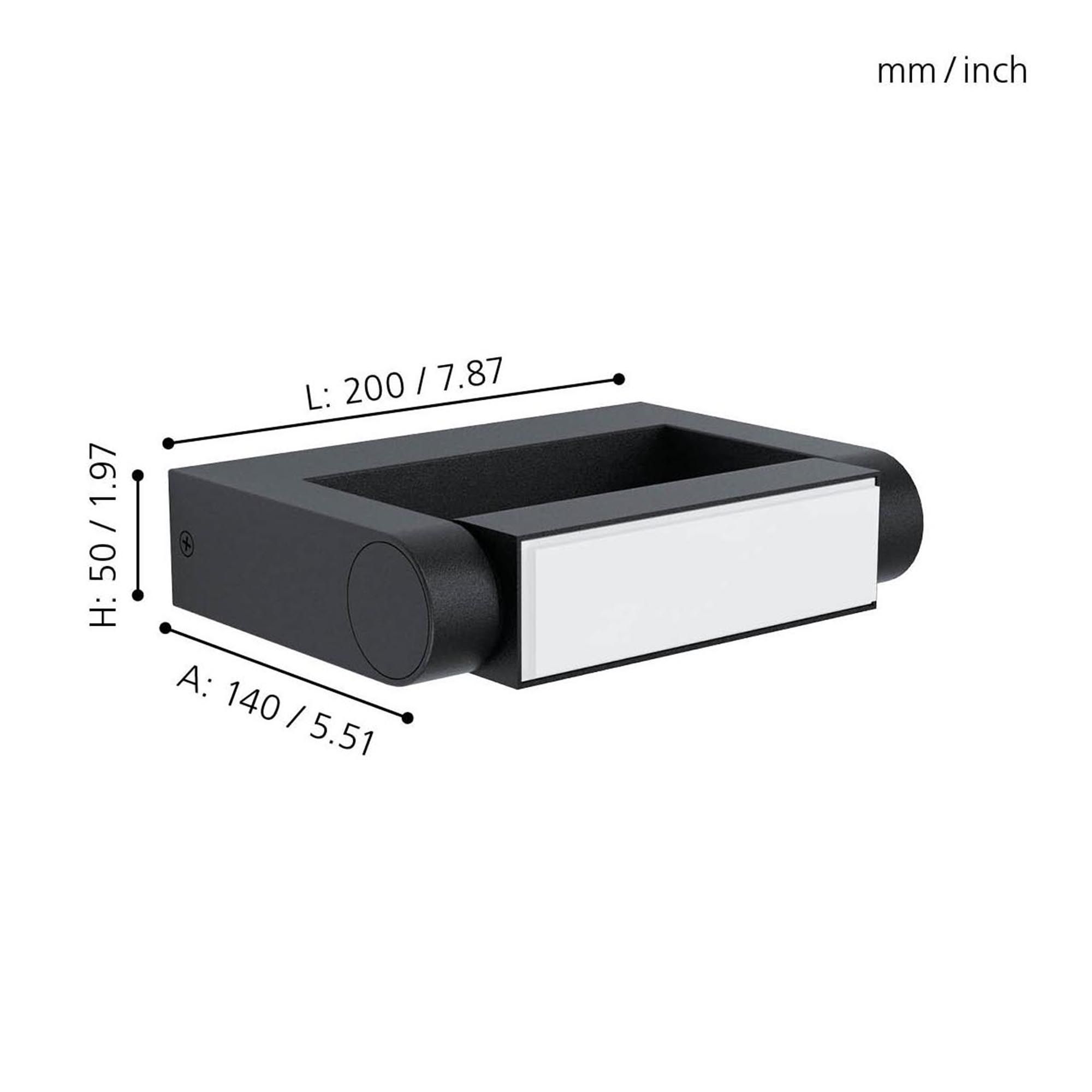 Applique extérieure métal noir BRIANZA LED INT 1X4,8W