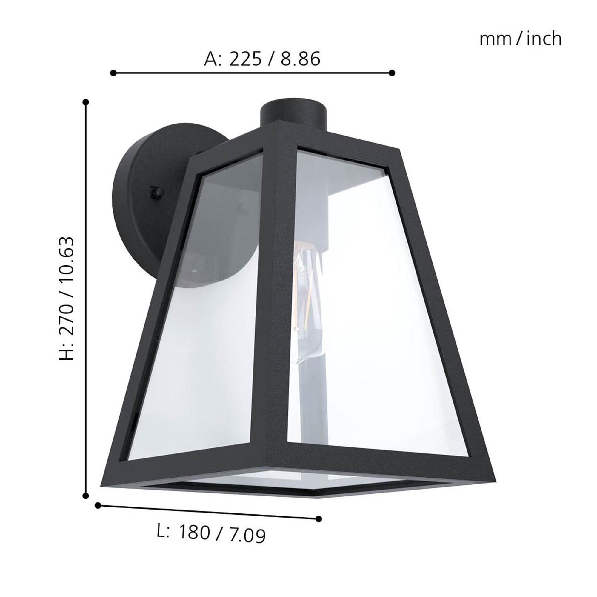 Applique extérieure métal noir MIRANDOLA E27 1X60W