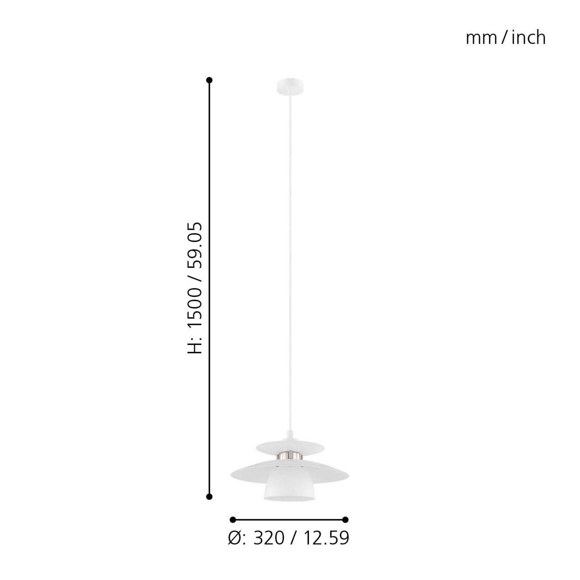 Suspension métal blanc BRENDA E27 1X40W