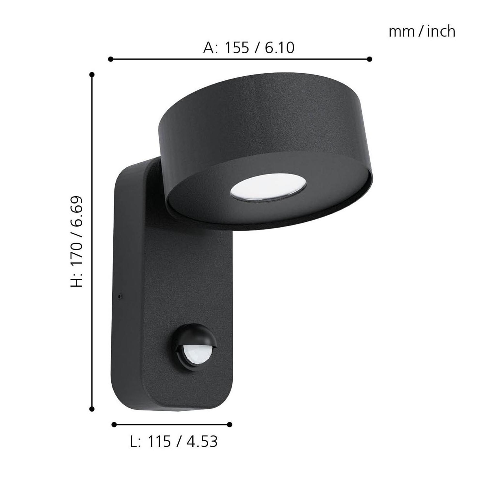 Applique extérieure métal noir PALOSCO LED INT 4X4,9W