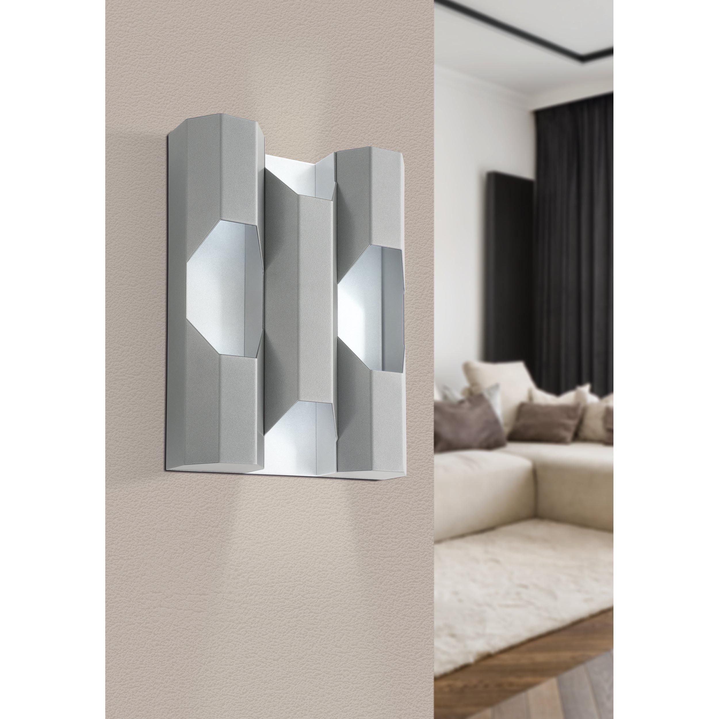 Applique murale métal argenté ZINACUA GU10 4X4,5W