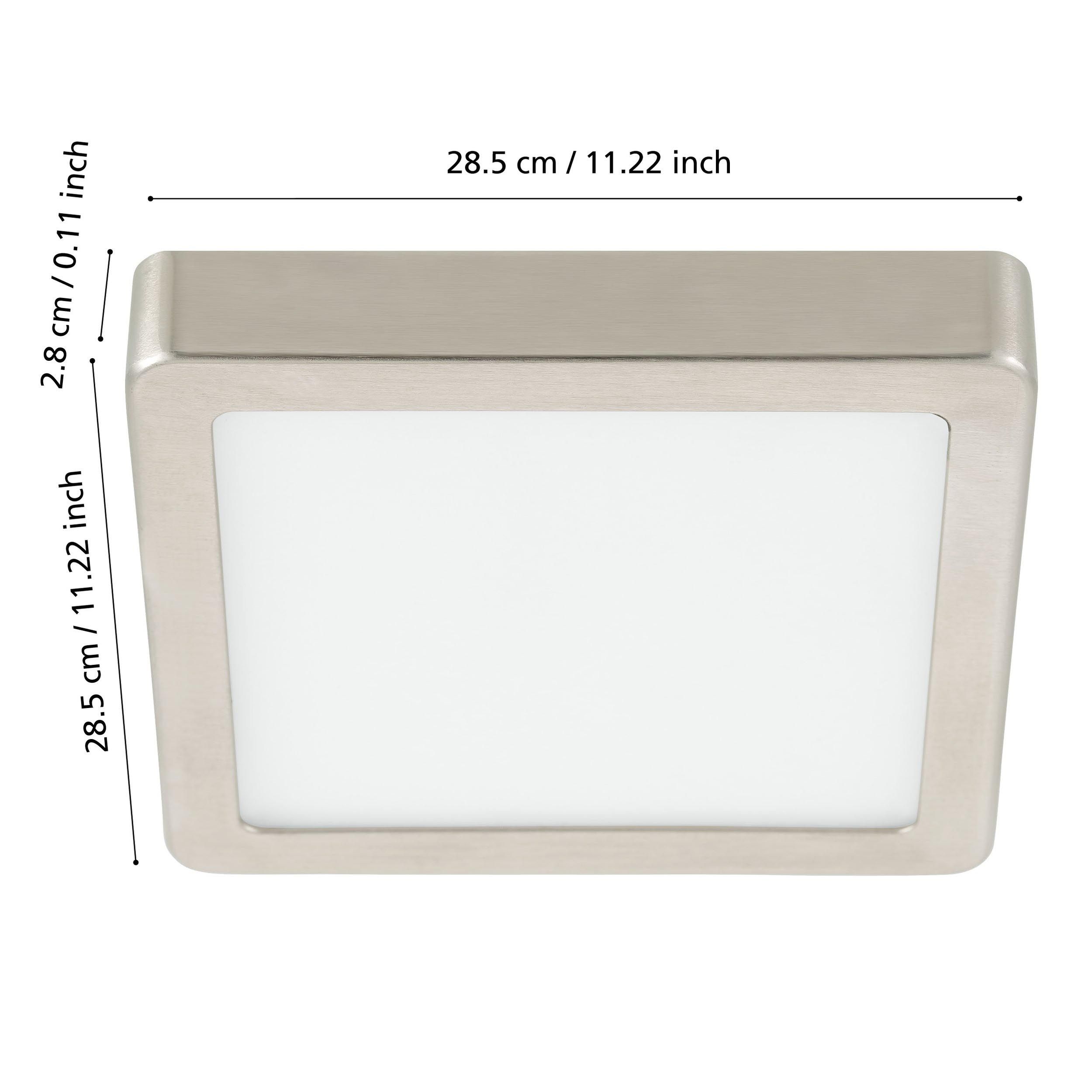 Plafonnier métal nickel FUEVA-Z carré LED INT 1X19,5W