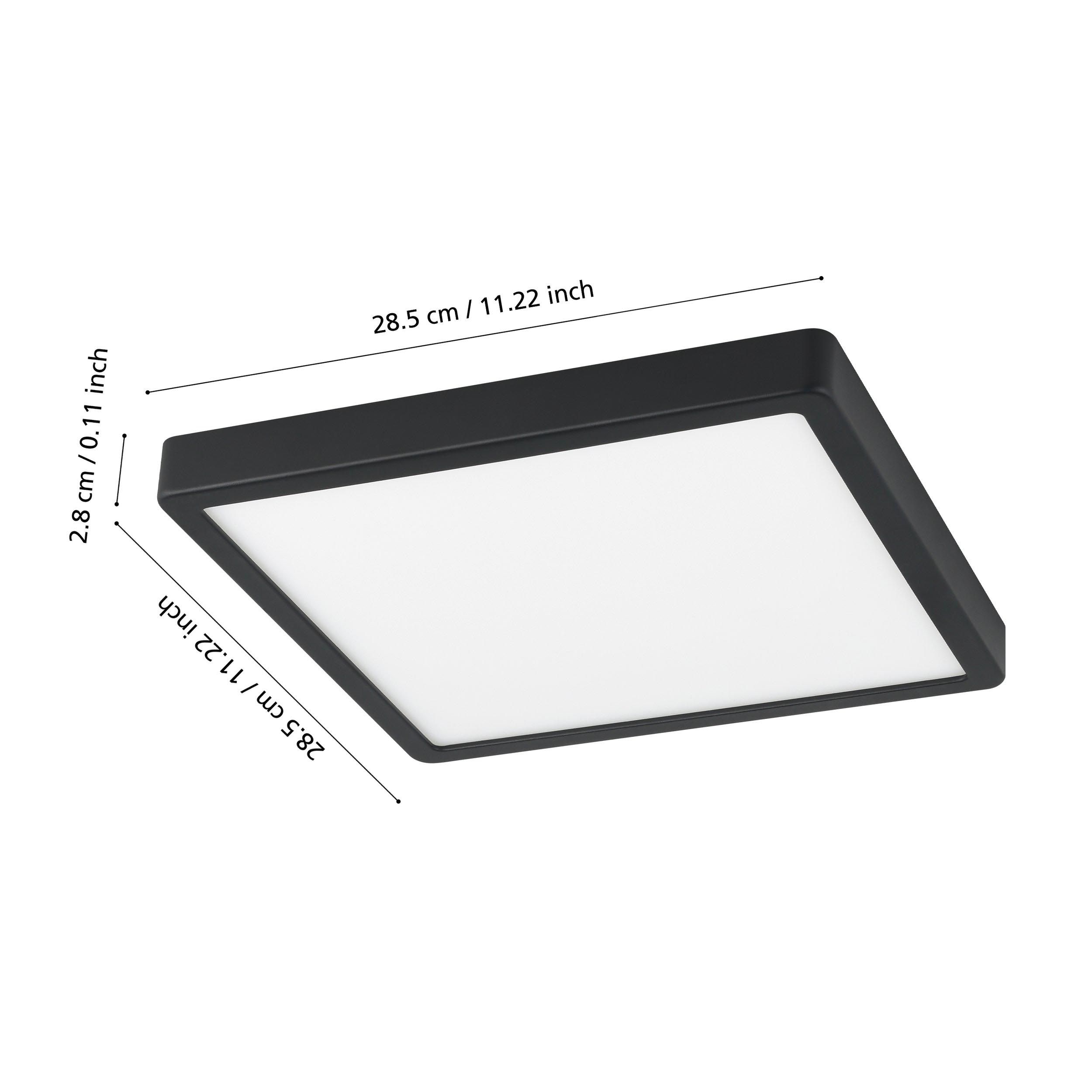 Plafonnier métal noir FUEVA-Z carré LED INT 1X19,5W