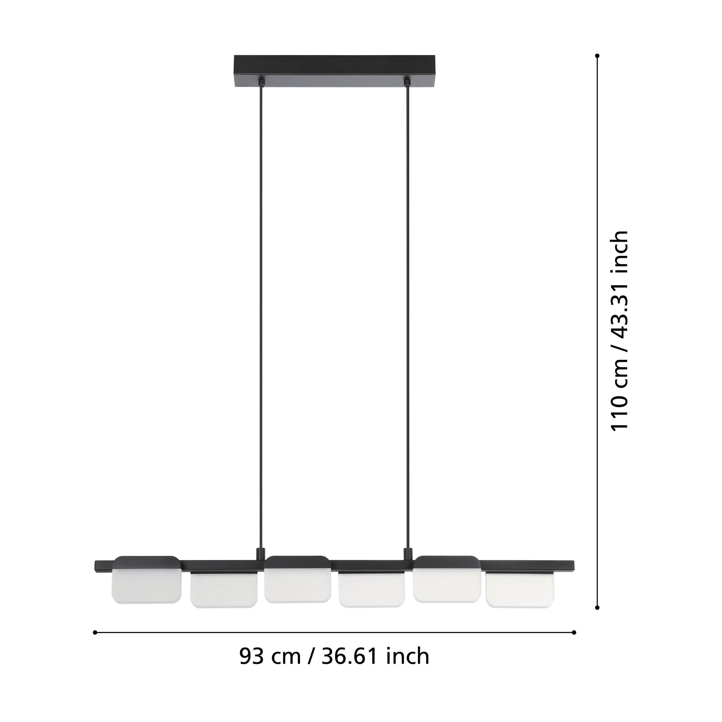 Suspension métal noir ERVIDEL LED INT 6X4,5W