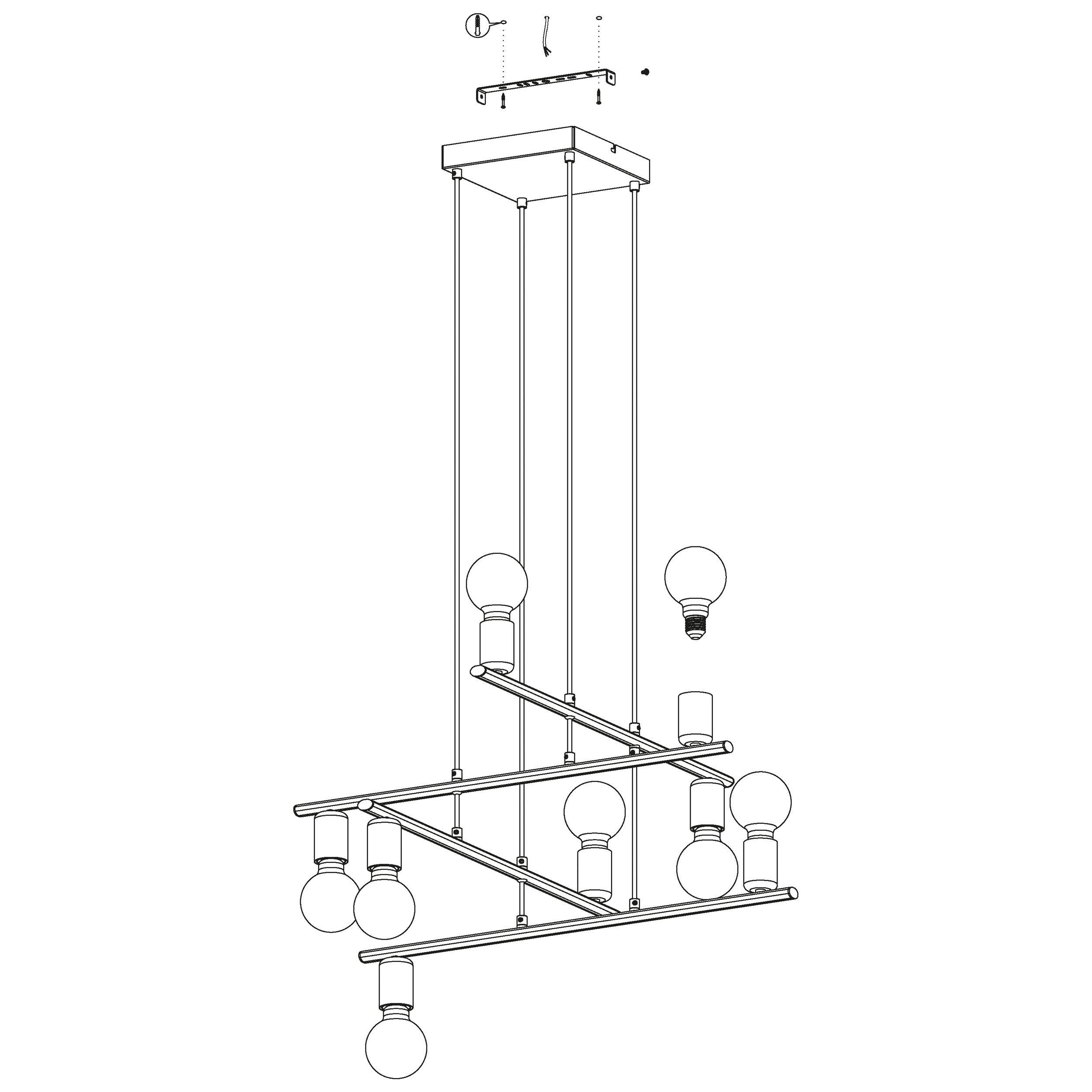 Suspension métal noir MEZZANA E27 8X40W