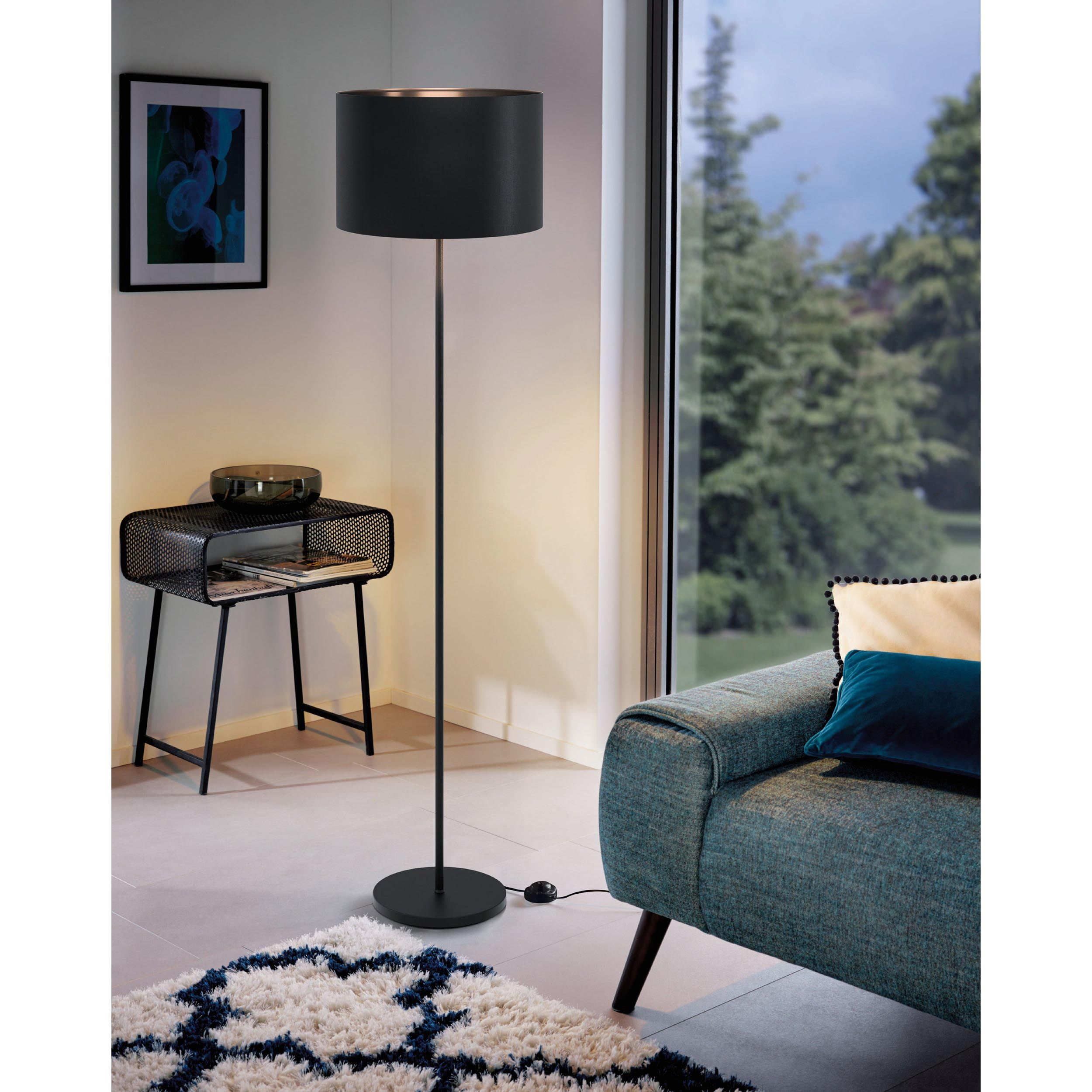 Lampadaire tissu noir MASERLO 1 E27 1X40W