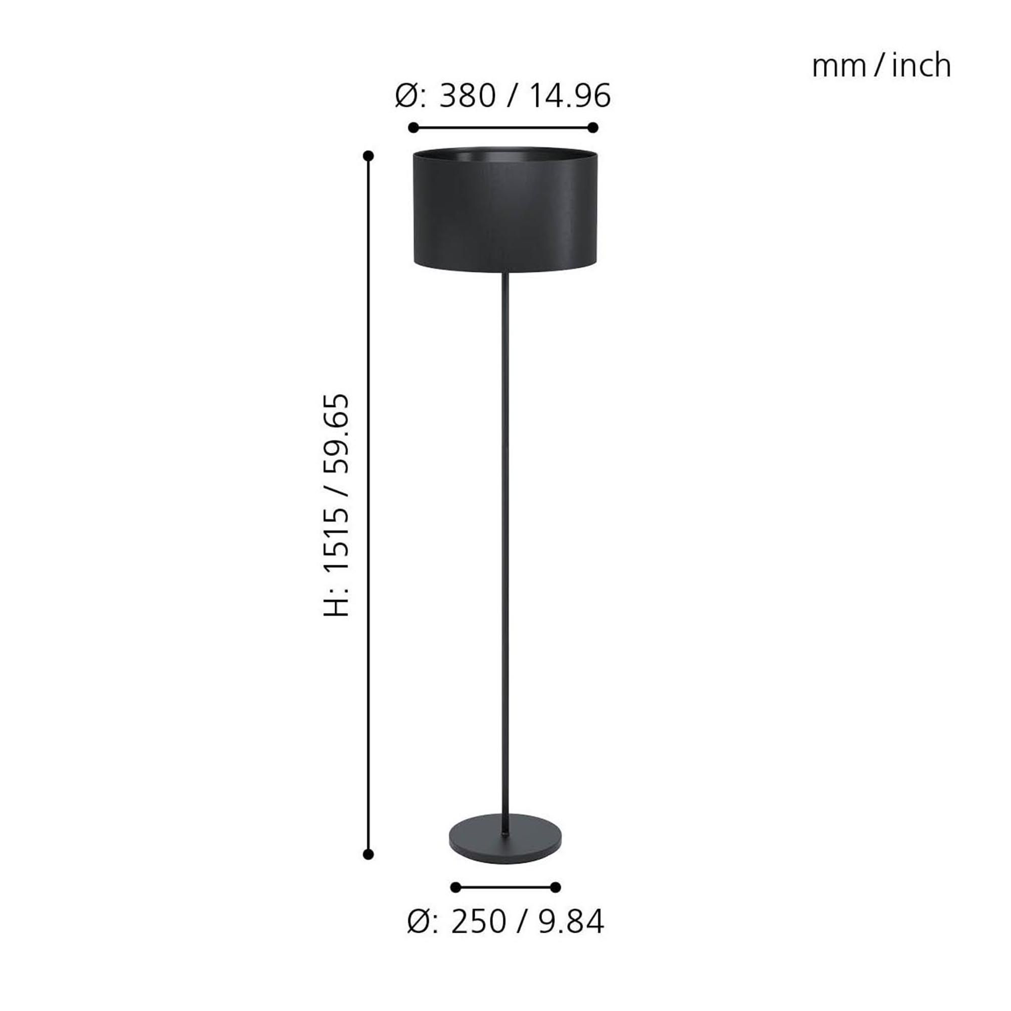 Lampadaire tissu noir MASERLO 1 E27 1X40W