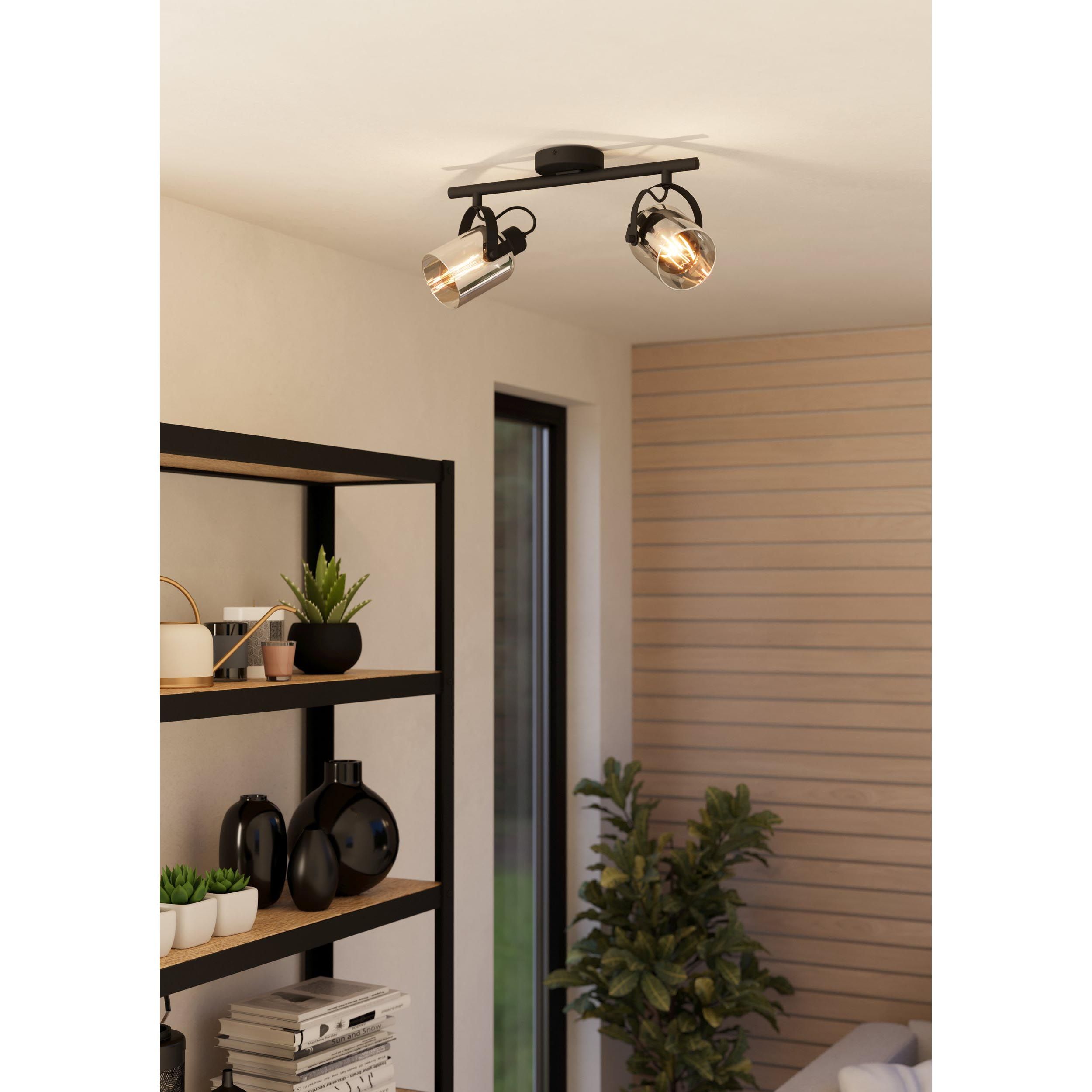 Spot de plafond (réglette/plaf verre noir BERREGAS E27 2X40W