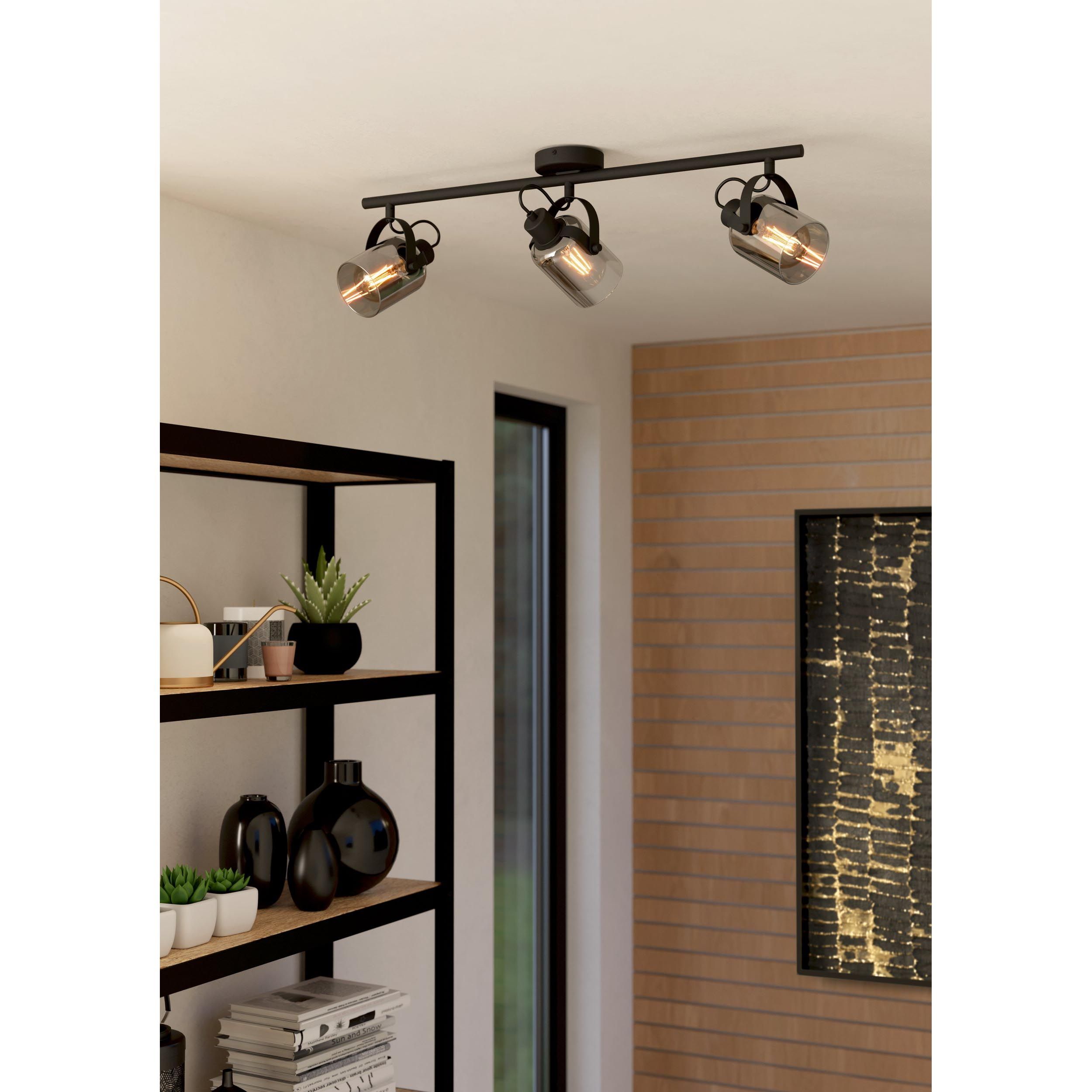 Spot de plafond (réglette/plaf verre noir BERREGAS E27 3X40W