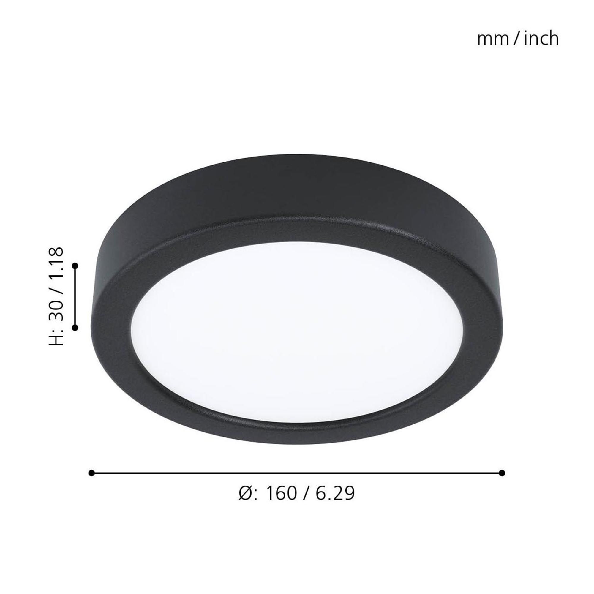 Plafonnier plastique noir FUEVA 5 D16CM rond LED INT 1X11W