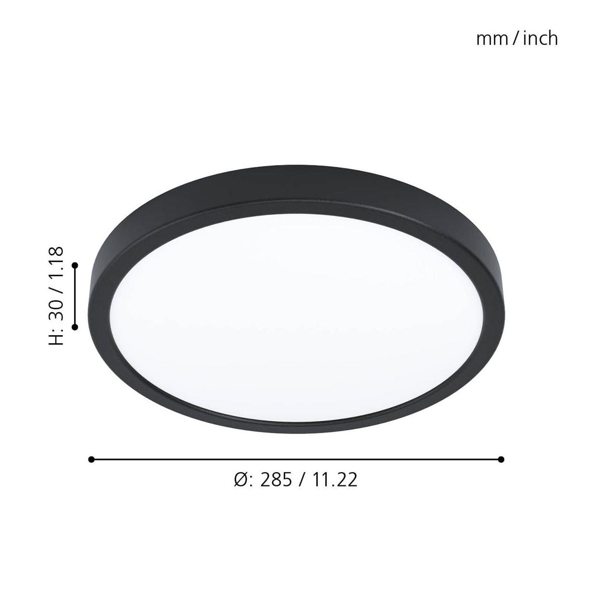 Plafonnier plastique noir FUEVA 5 D28,5CM rond LED INT 1X20,5W