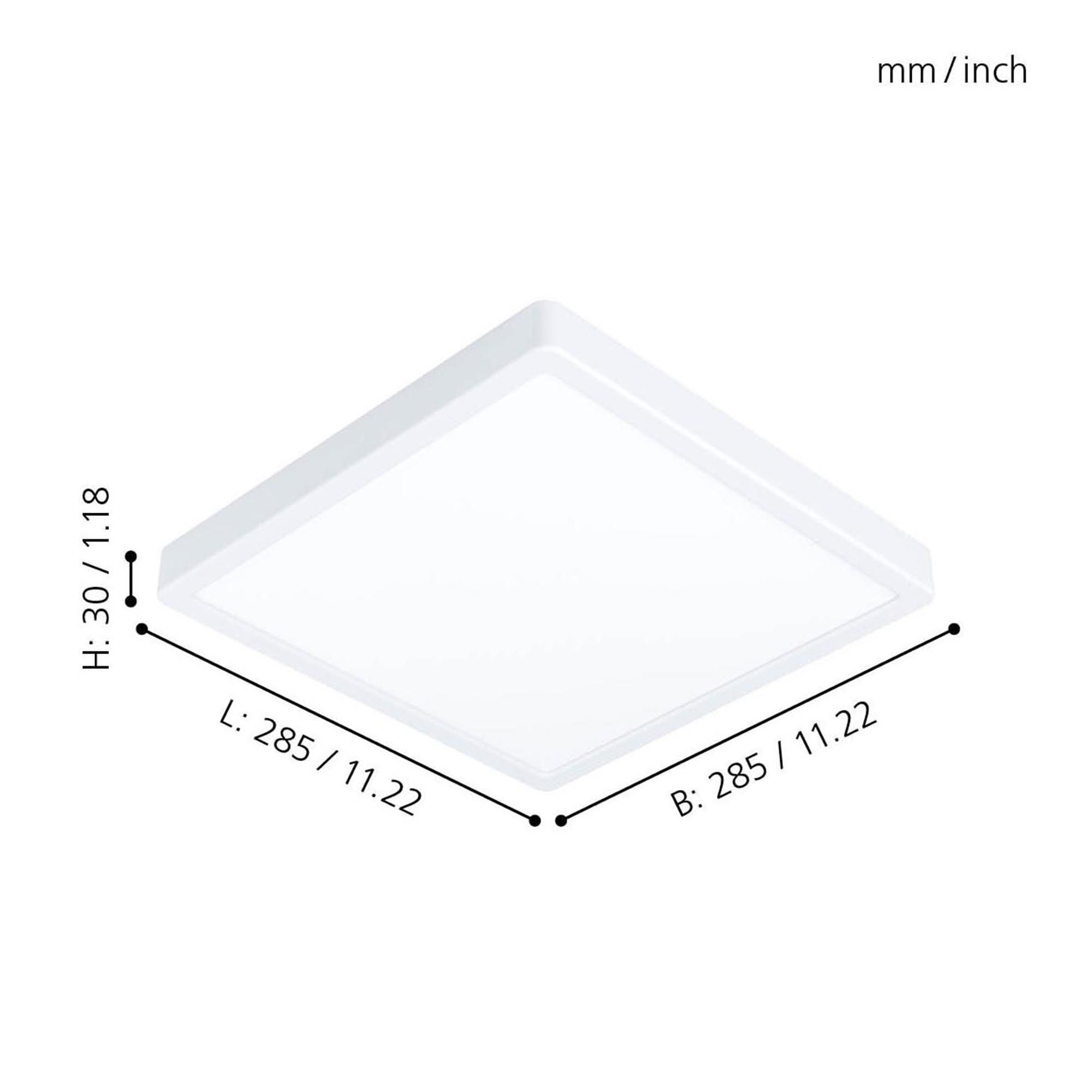 Plafonnier plastique blanc FUEVA 5 carré 28,5X29CM LED INT 1X20,5W