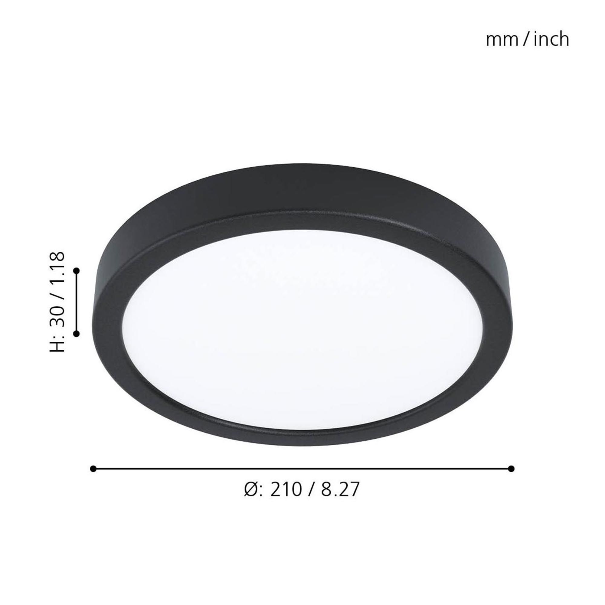 Plafonnier plastique noir FUEVA 5 D21CM rond LED INT 1X17W