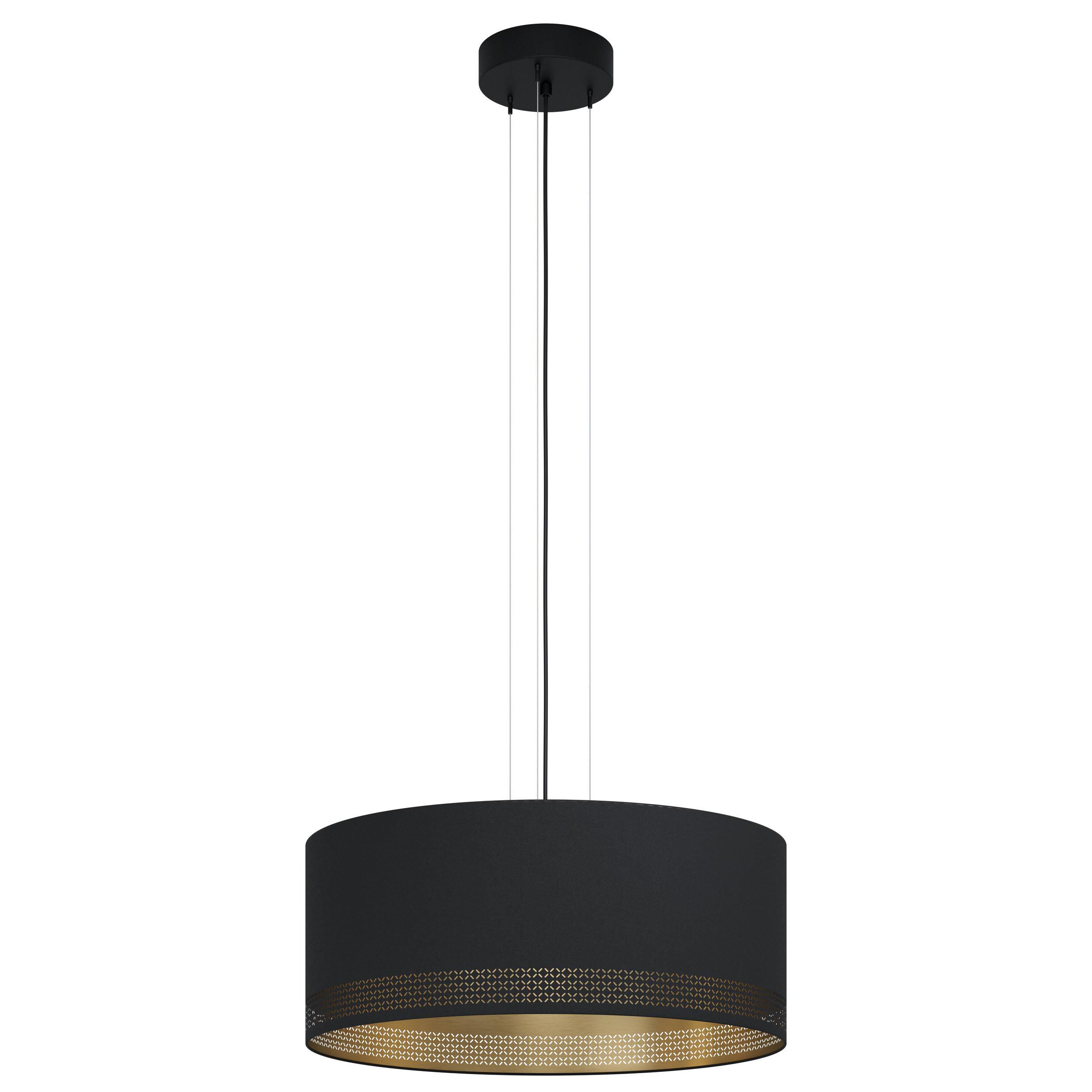 Suspension tissu noir ESTEPERRA E27 3X40W